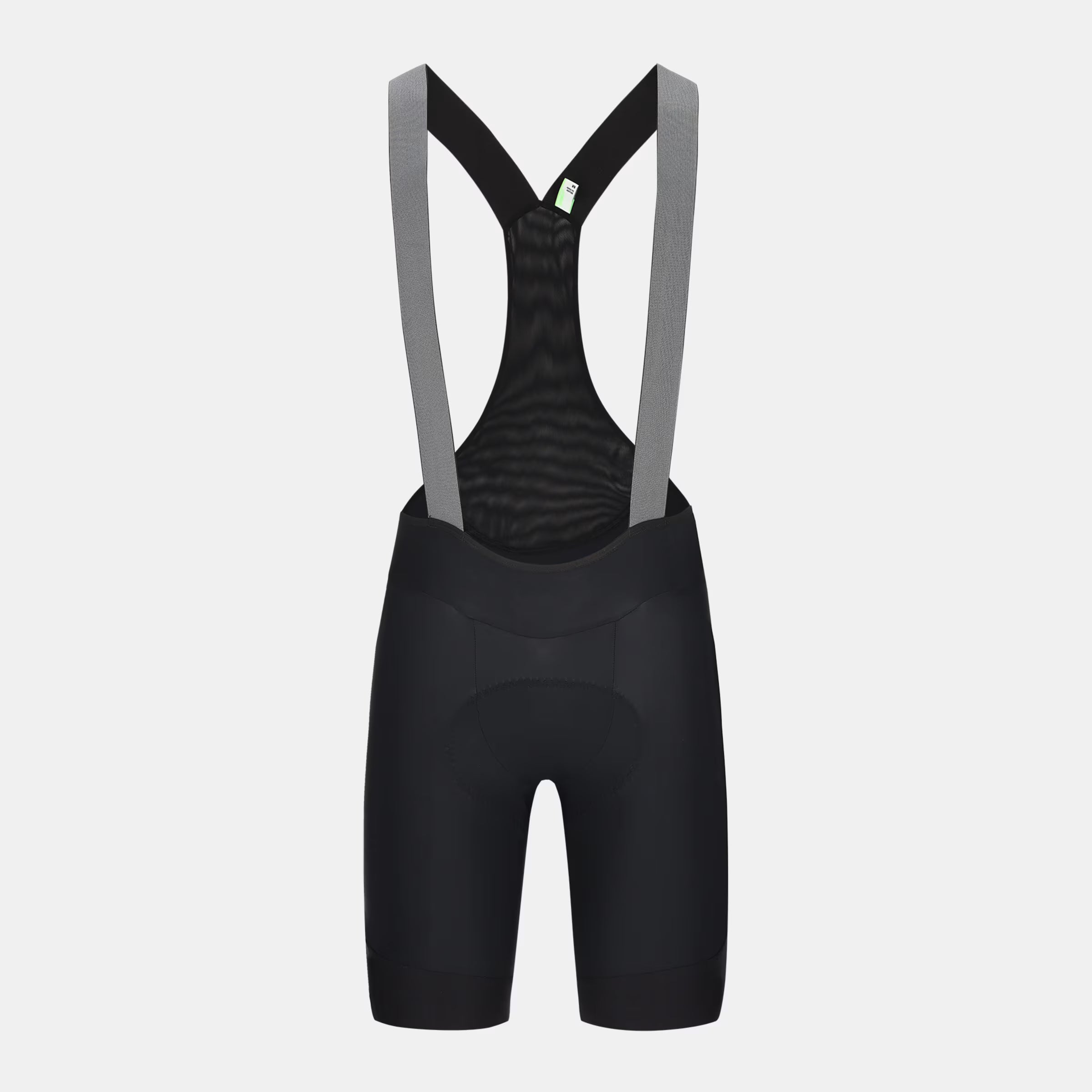 Q36.5 Gregarius Essential Bib Shorts - Men's - Black rear view showing mesh straps and minimal seam design for comfort