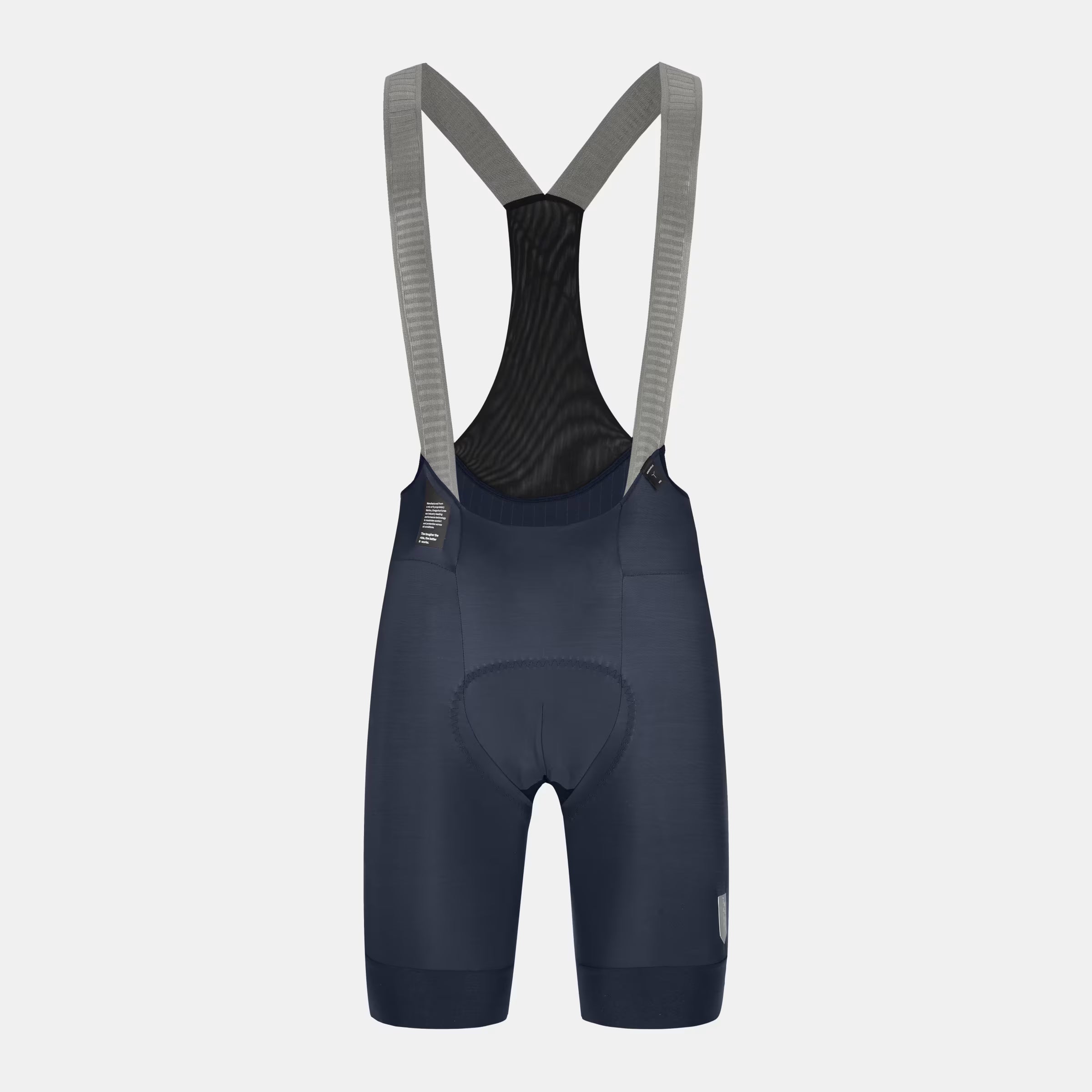 Q36.5 Gregarius Pro Bib Shorts - Men's - Nautica Blue showing back mesh panel and ergonomic padded seat for cycling comfort