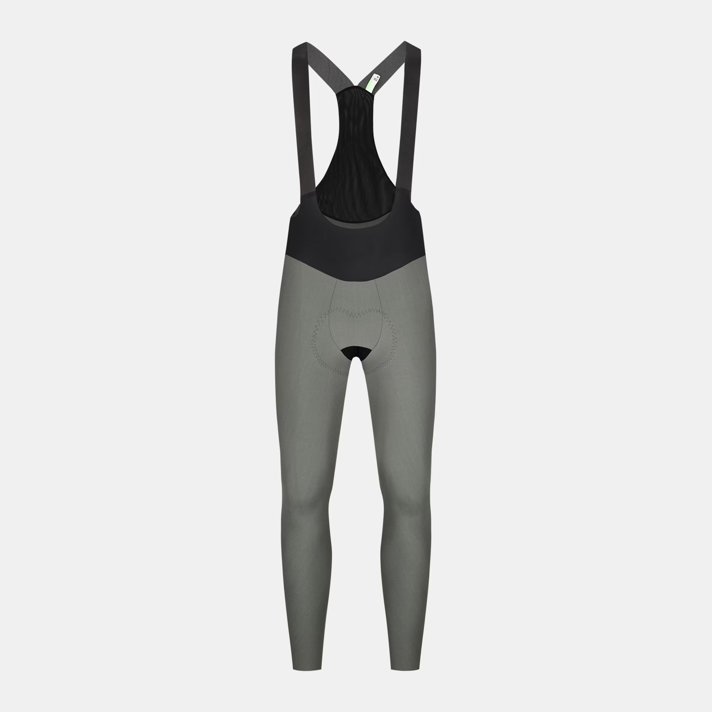 Q36.5 Dottore Hybrid Bib Tights - Men's - Olive Green front view with black mesh straps and padded seat panel for cycling comfort