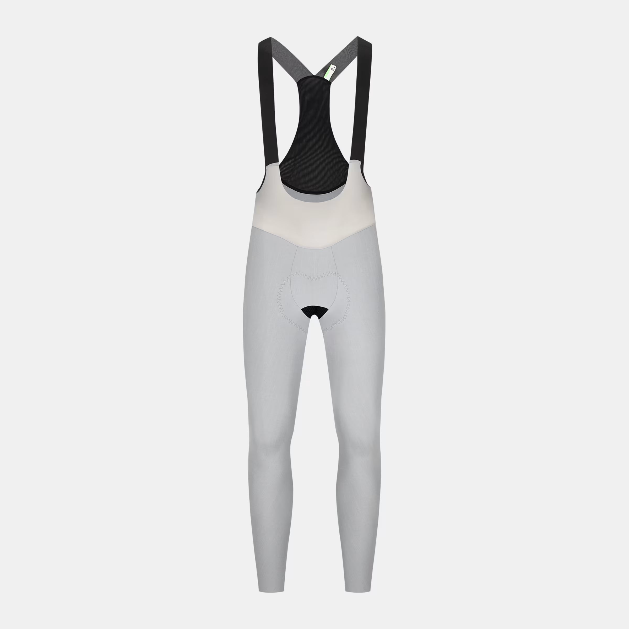 Q36.5 Dottore Hybrid Bib Tights - Men's - Ice Grey front view with mesh bib straps and ergonomic cycling fit