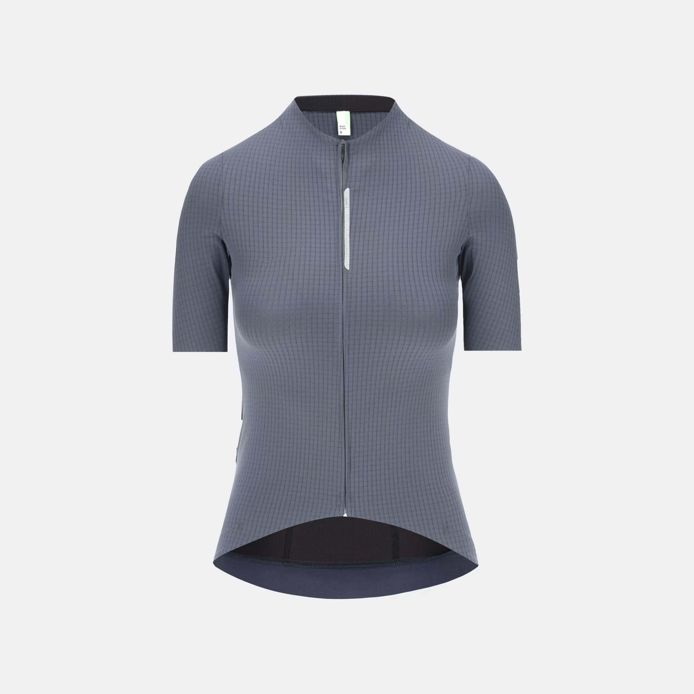 Front view of Q36.5 Dottore Pro Jersey - Women's - Grisaille Blue with textured fabric and short sleeves