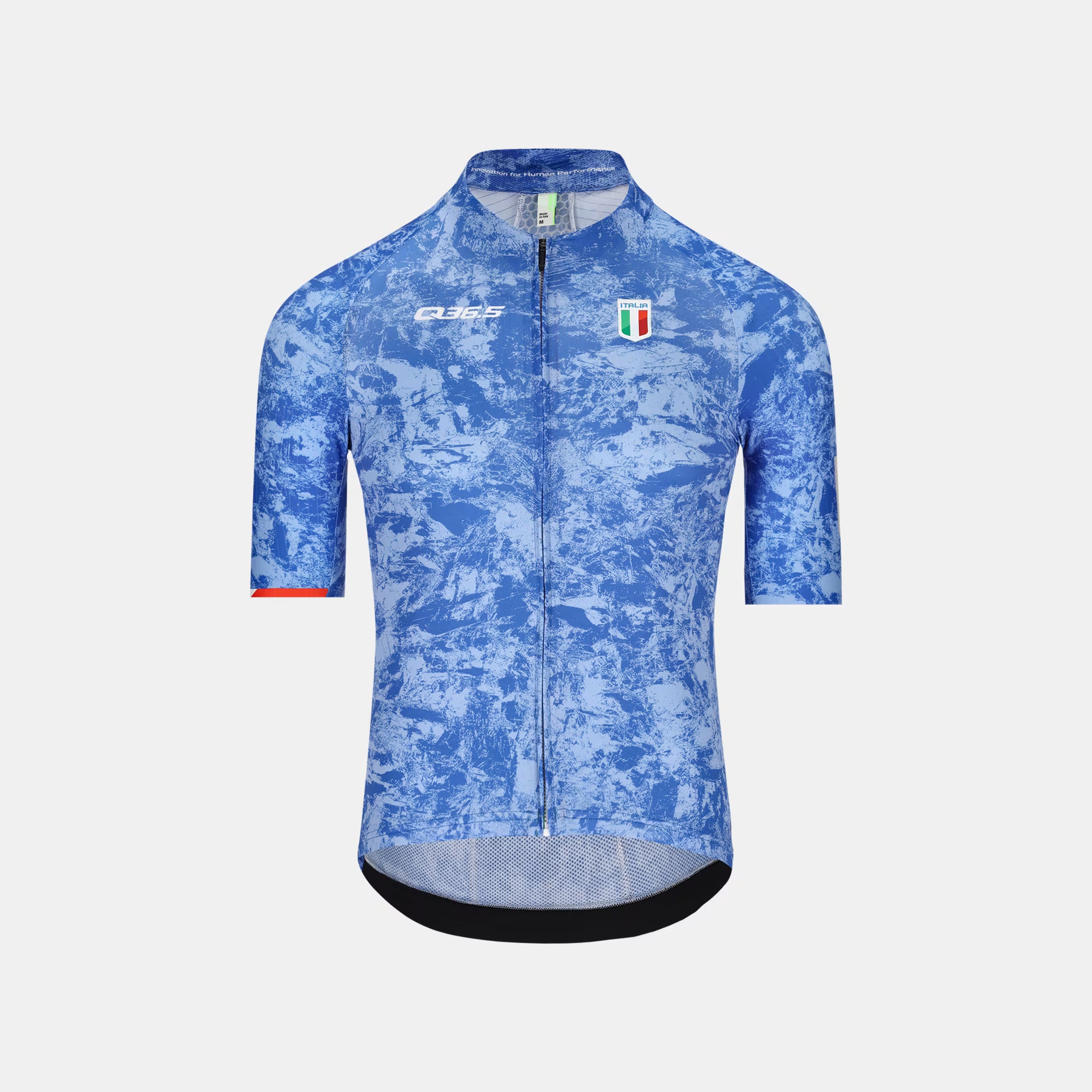 Q36.5 Gregarius Pro Made in Italy Jersey - Men's with blue camo pattern and full front zipper for cycling performance