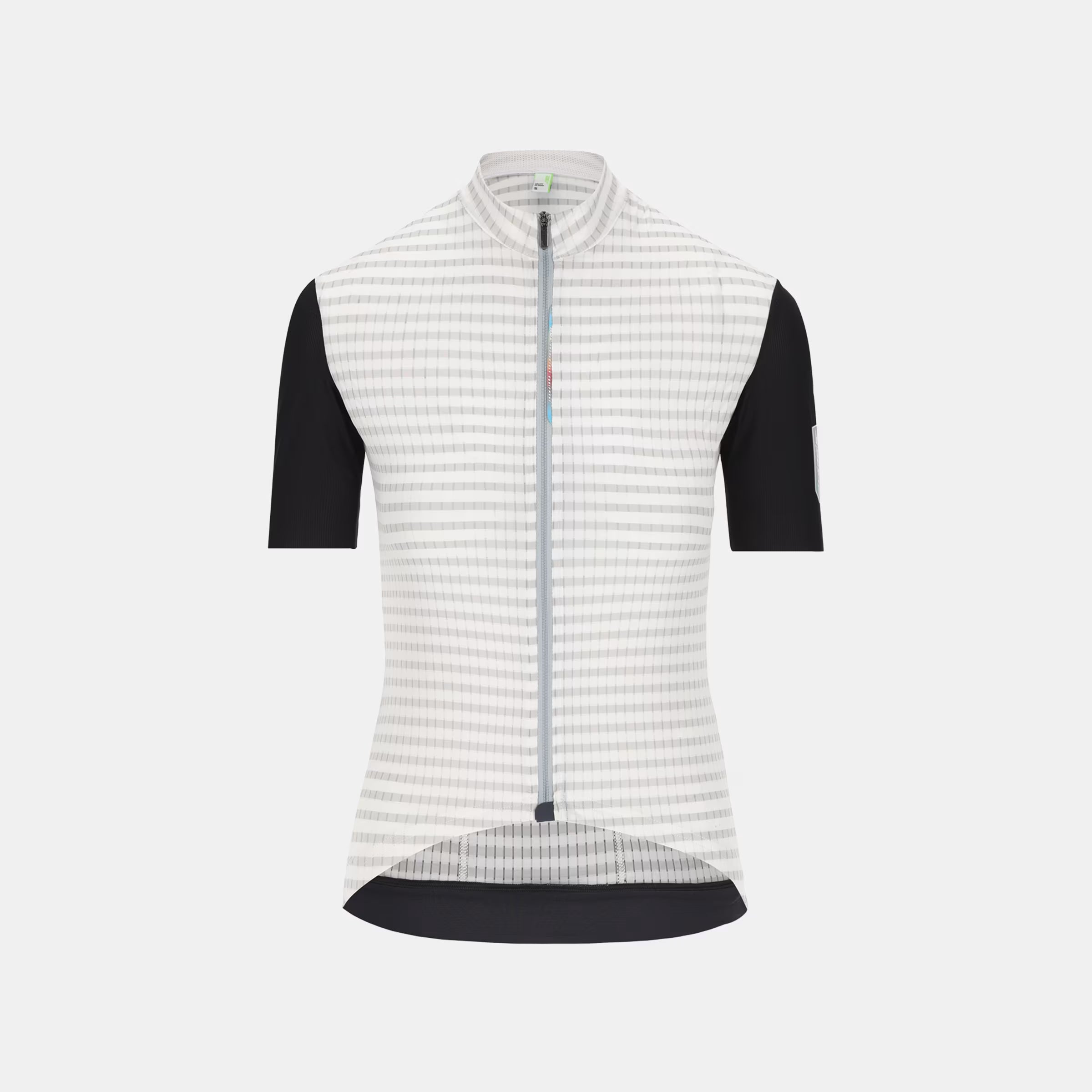 Q36.5 Dottore Clima Jersey - Woman's - White front view showing full zip and short black sleeves cycling jersey