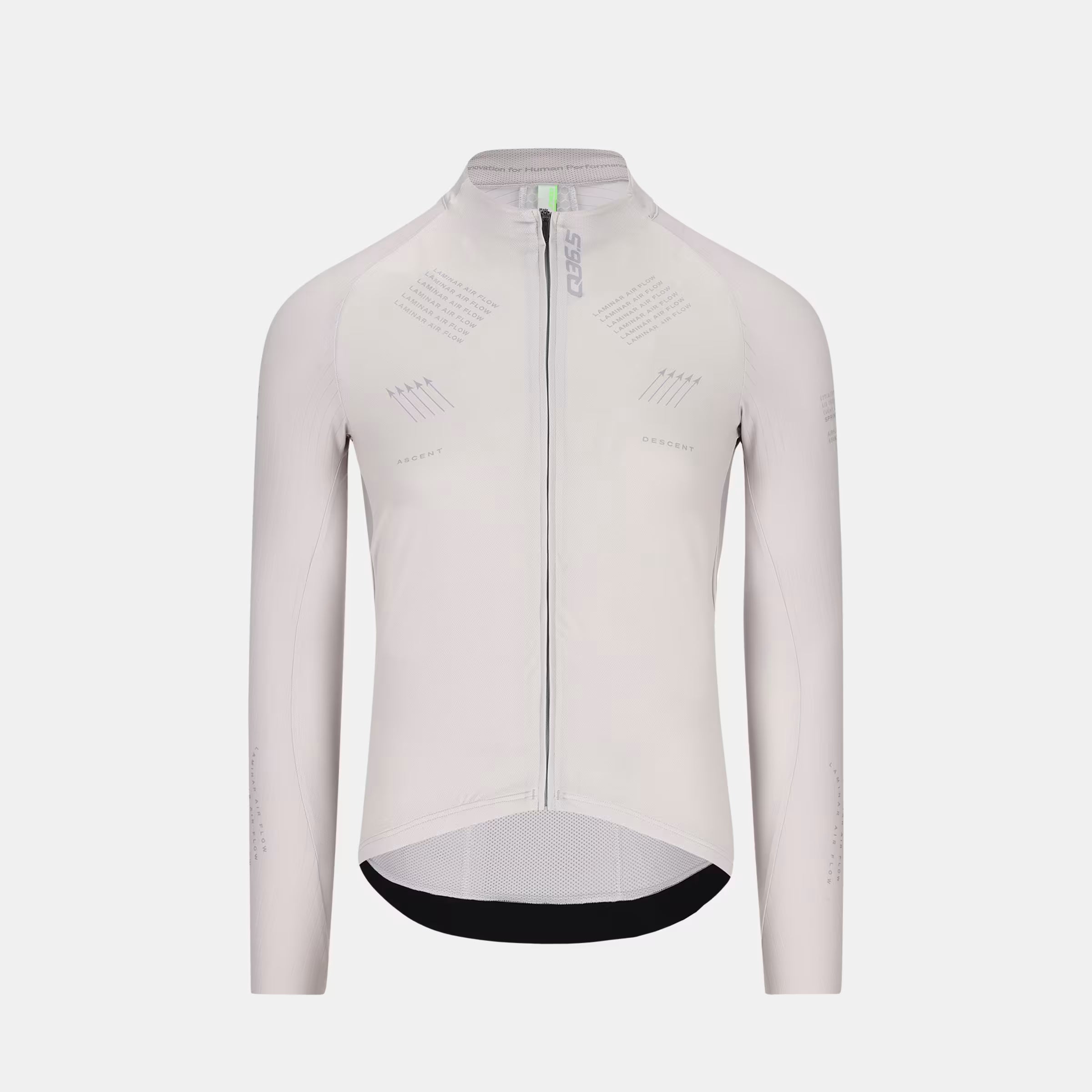 Q36.5 Gregarius Hybrid Light Aeroflow Long Sleeve Jersey - Men's - Ice Grey front view with streamlined fit and full zip closure