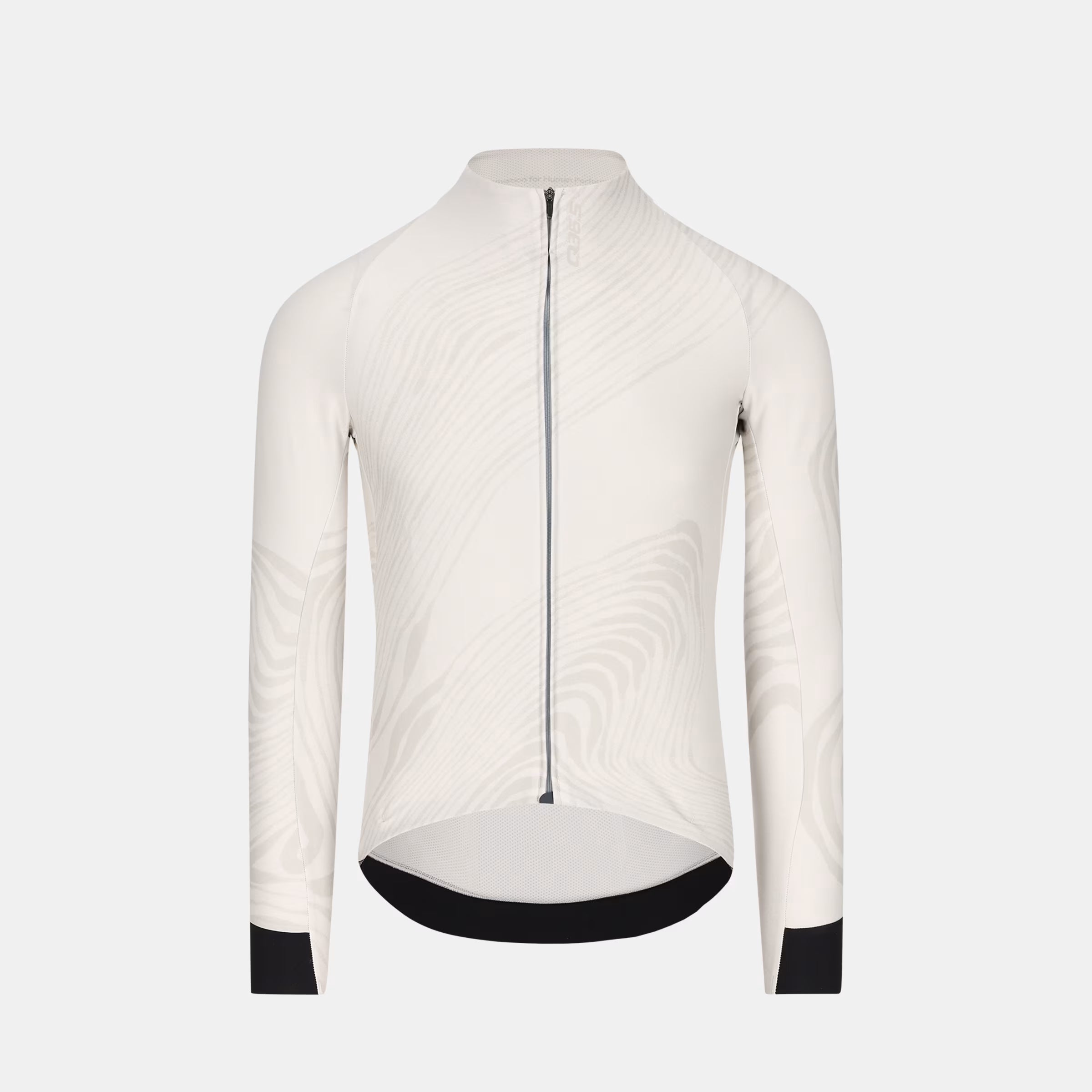 Q36.5 Gregarius Hybrid Dolomites Long Sleeve Jersey - Men's - Silver Grey with full zip and black cuff details front view