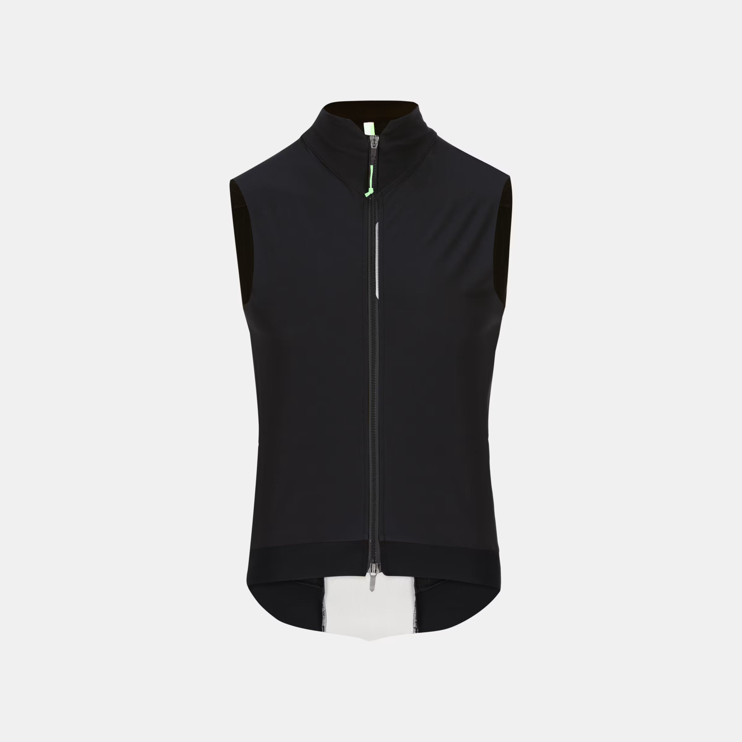 Q36.5 Dottore Hybrid Vest - Unisex - Black with full front zipper and sleek, minimalist cycling vest design on neutral background