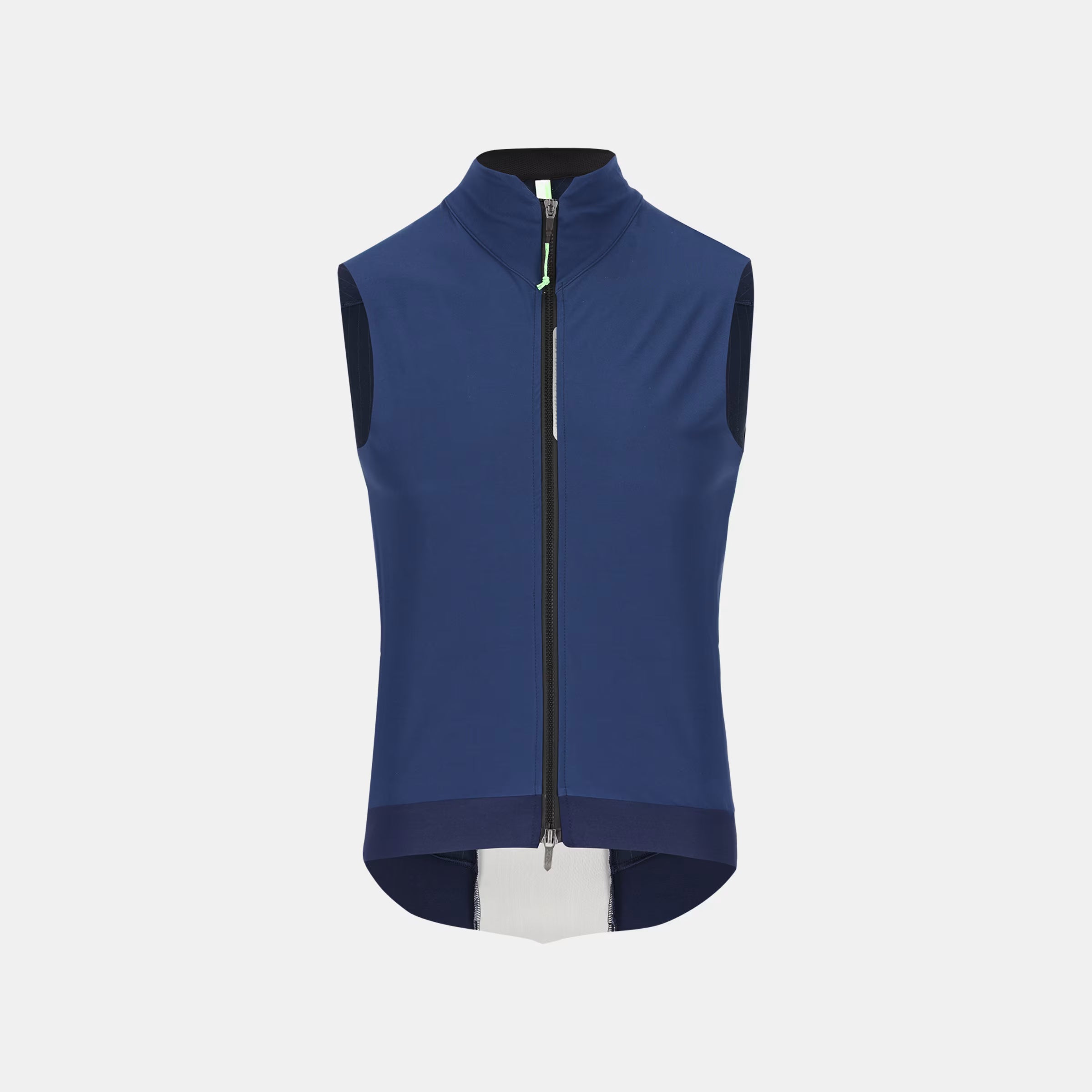 Q36.5 Dottore Hybrid Vest - Unisex - Navy Blue front view with full zipper and high collar against white background