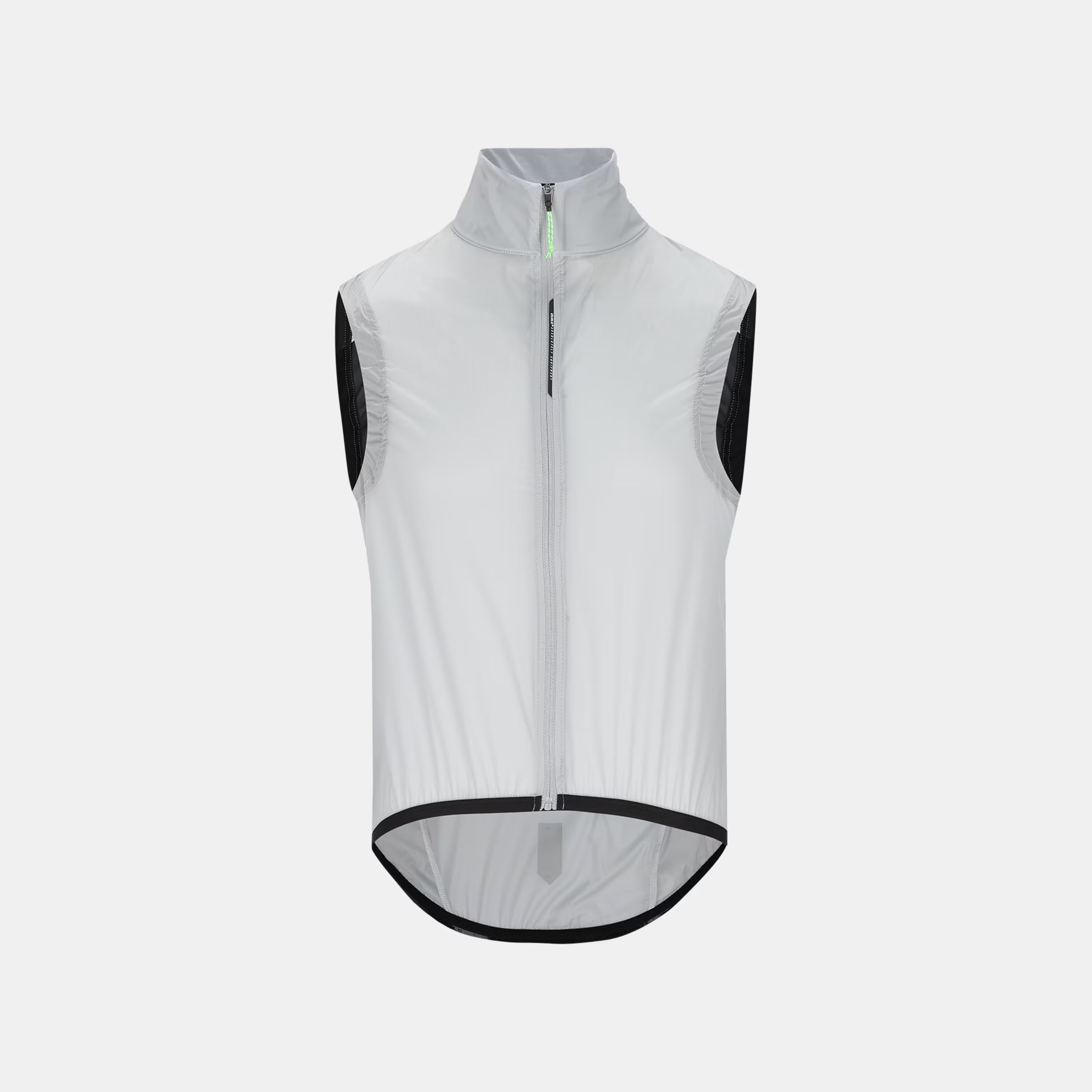 Front view of Q36.5 Air Vest- Unisex - Ice Grey with high collar and zippered chest pocket against white background