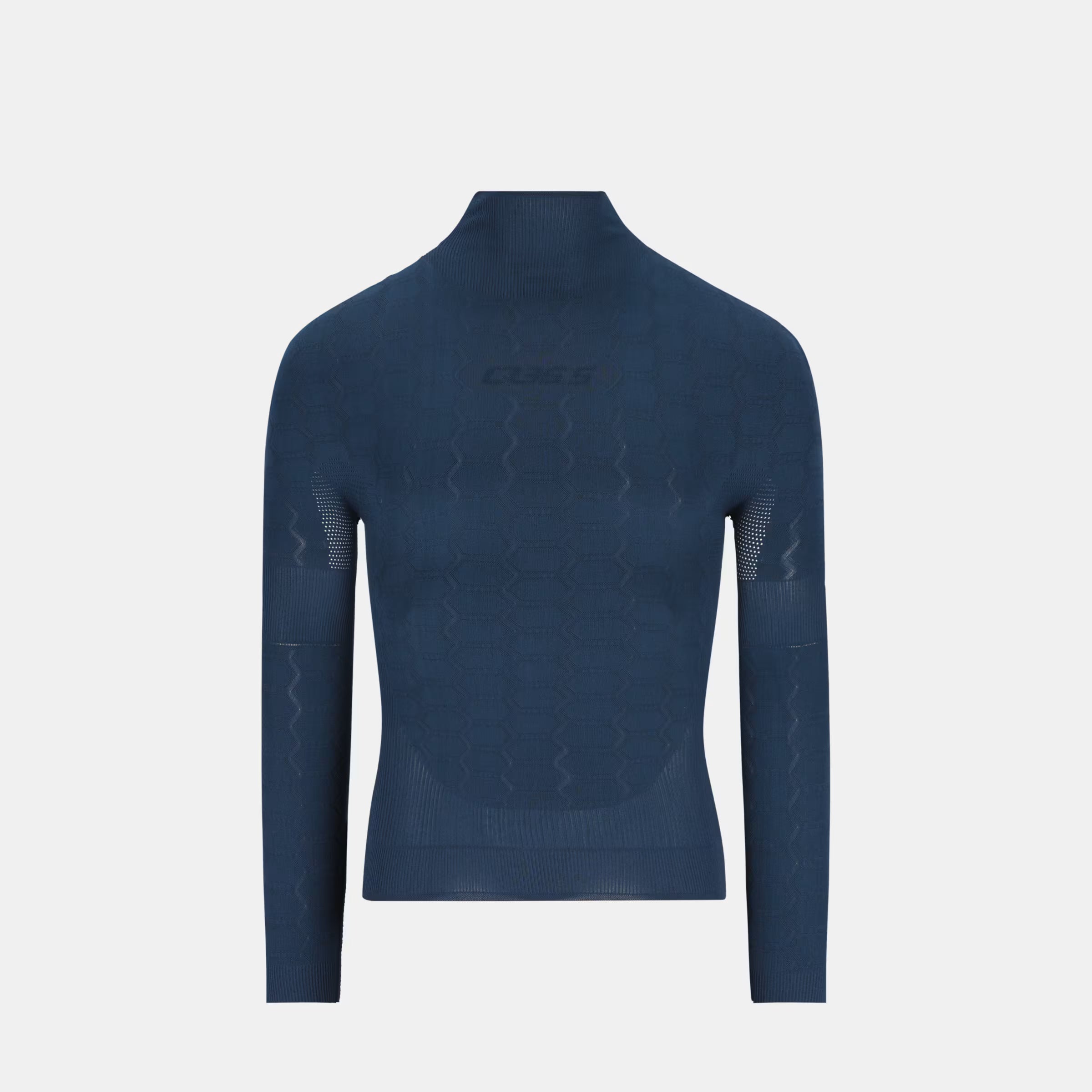 Q36.5 Base Layer 4 Plus Long Sleeve - Navy Blue shown from back with seamless texture and fitted design