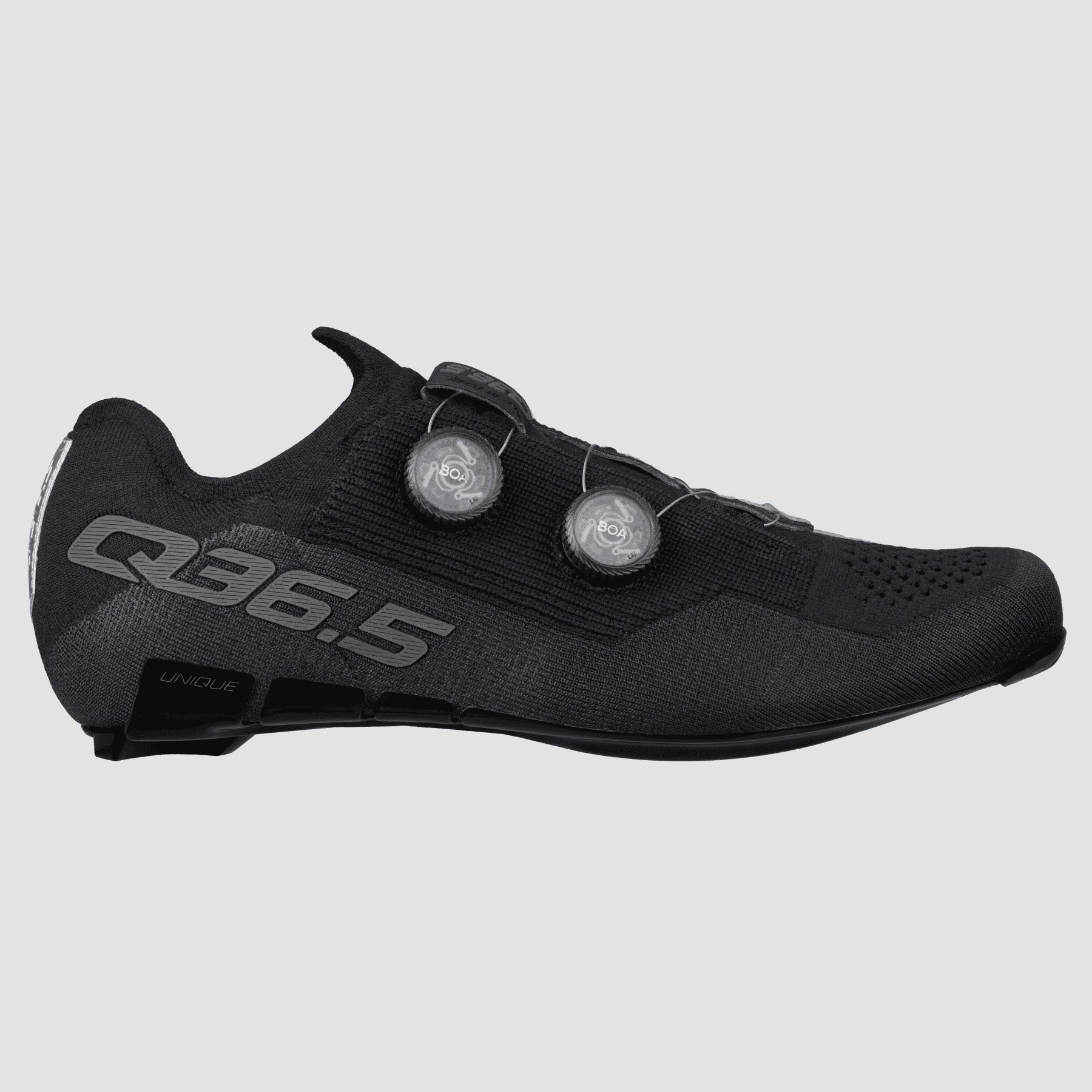 Q36.5 Dottore Clima Road Shoes - Black side view featuring dual dial closure and sleek breathable design