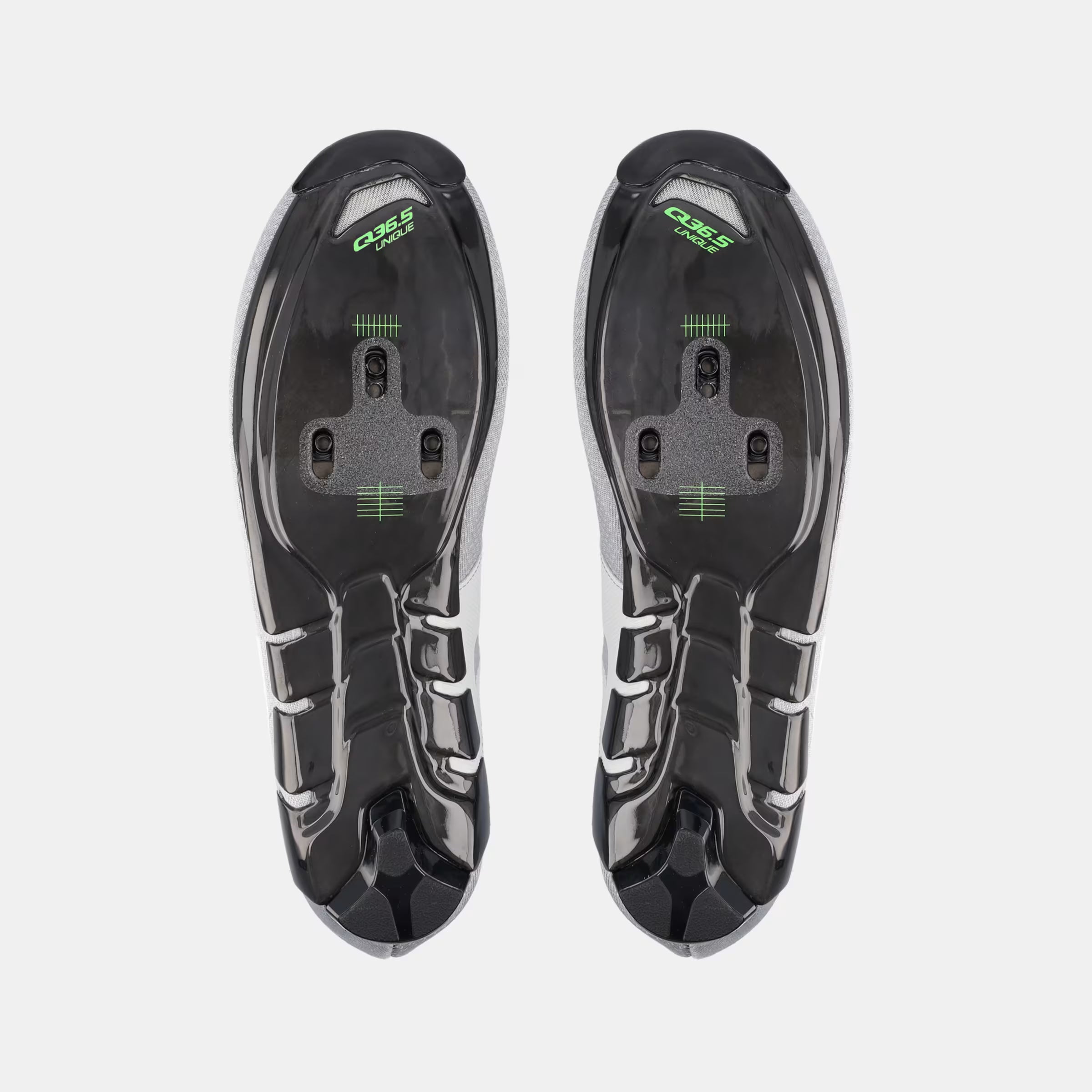 Top view of Q36.5 Dottore Clima Road Shoes - Silver showing cleat mount area and sleek aerodynamic design