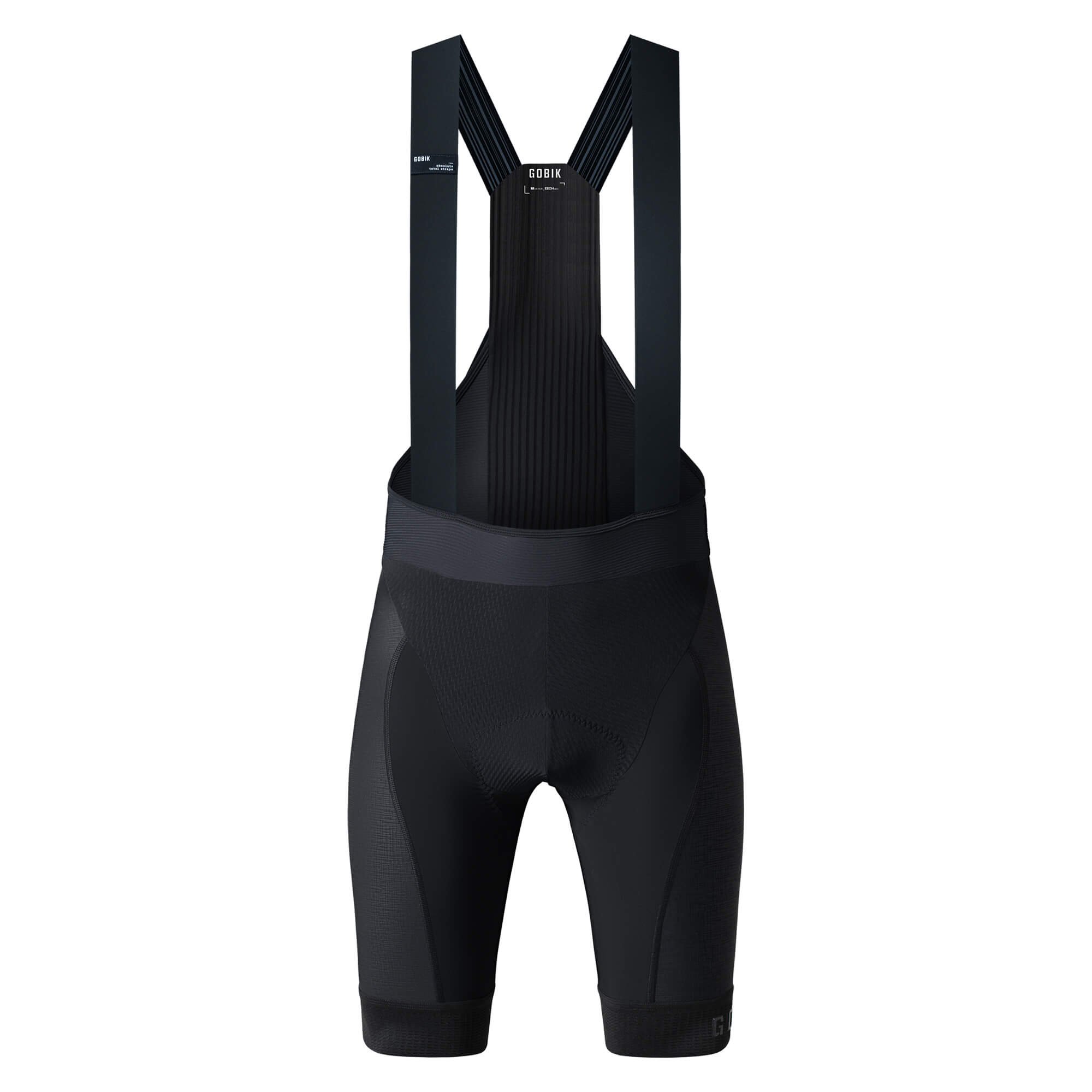 GOBIK Absolute 6.0 Bib Shorts - Men's front view showing textured lycra and breathable straps for cycling comfort