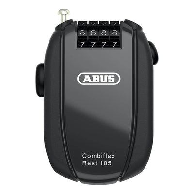 Black ABUS Combiflex Rest 105 cable lock, extendable steel cable, personalized combination, pocket-sized for cyclists.