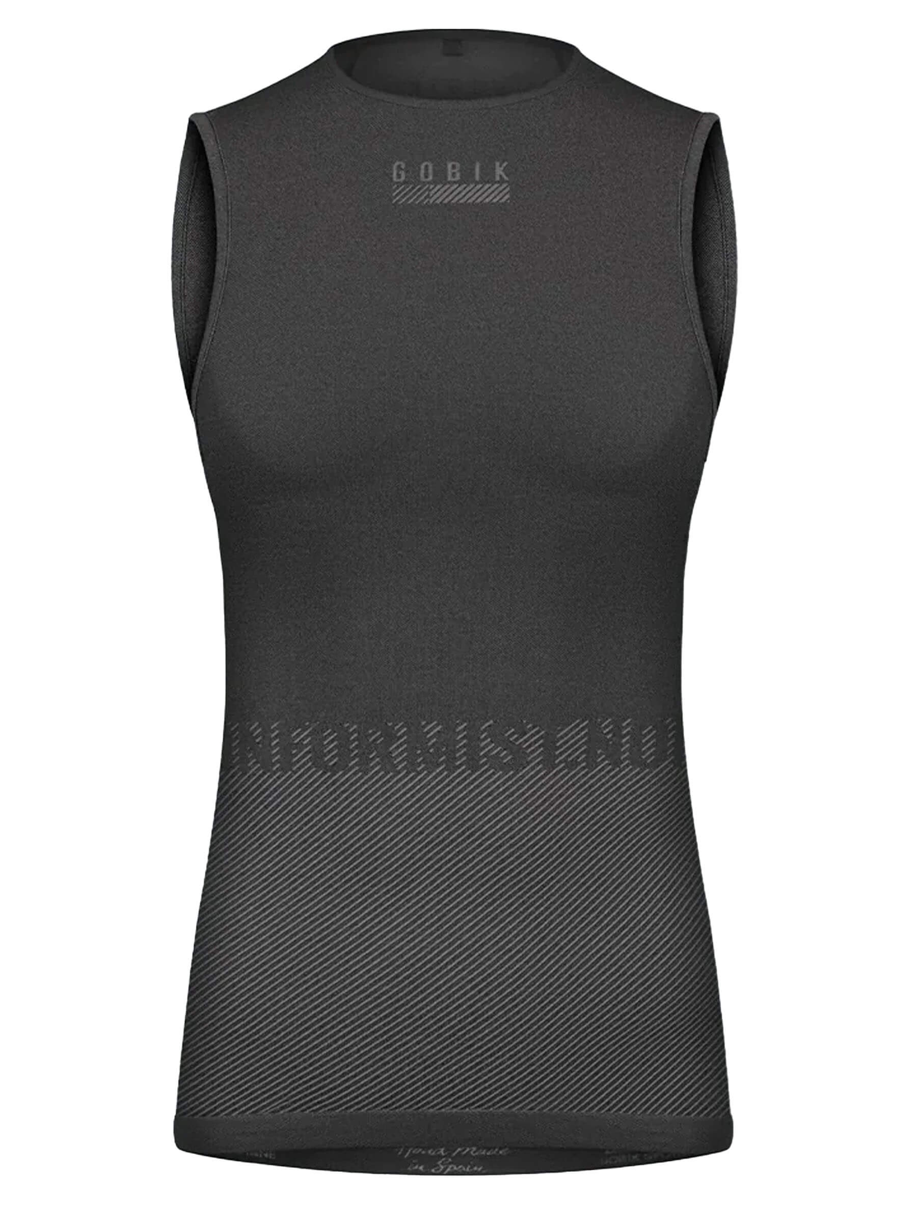 GOBIK Limber Skin Sleeveless Base Layer - Women's front view in black seamless thermal fabric for temperature control