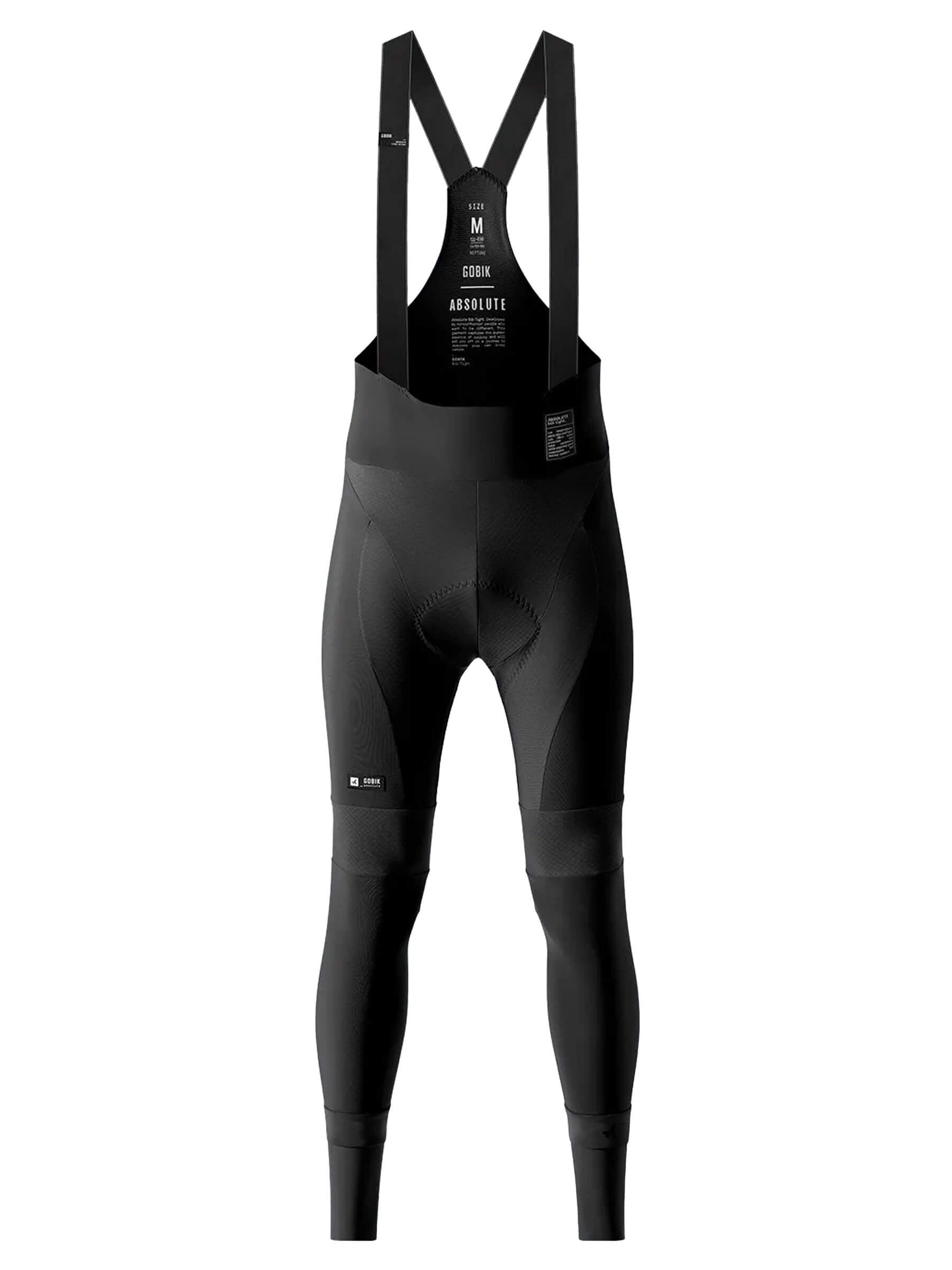 Men's GOBIK Absolute 6.0 Bib Tights in black: Full-length, high-performance cycling tights with shoulder straps and seat padding.