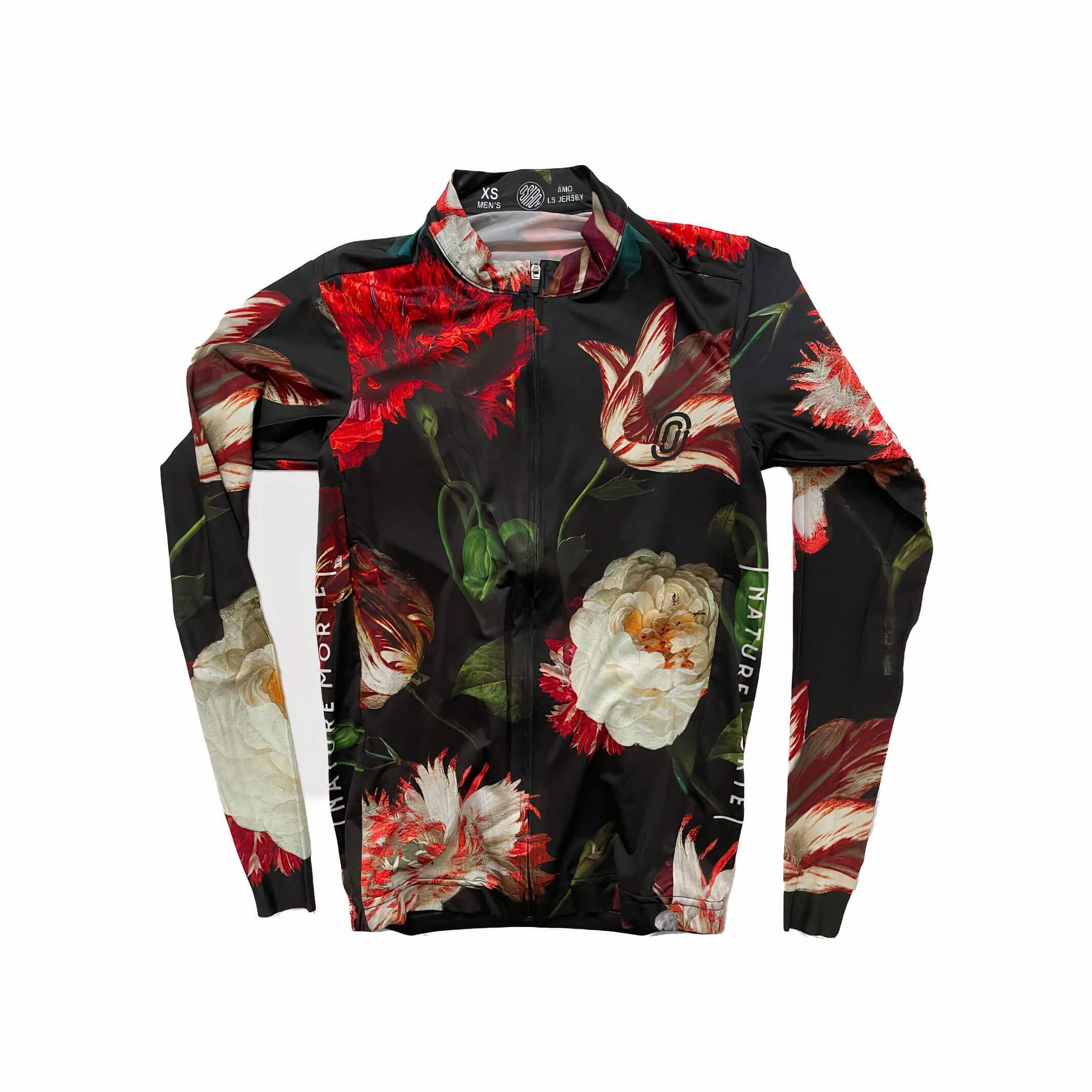 Ostroy Nature Morte Lightweight Long-Sleeve Jersey - Men's with dark floral print and full front zipper cycling fit