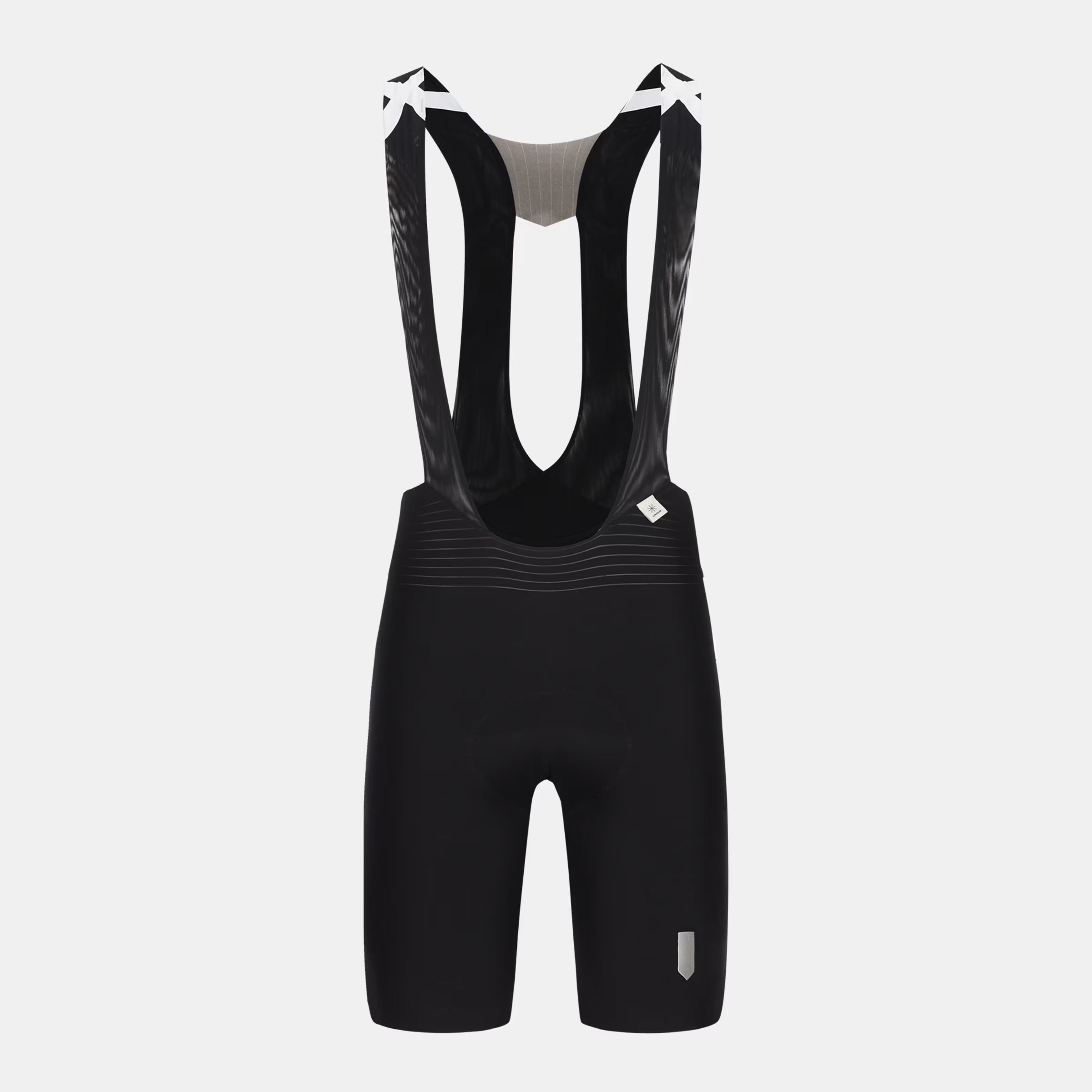 Q36.5 Unique Pro Bib Shorts - Men's - Black front view with mesh upper straps and seamless support design