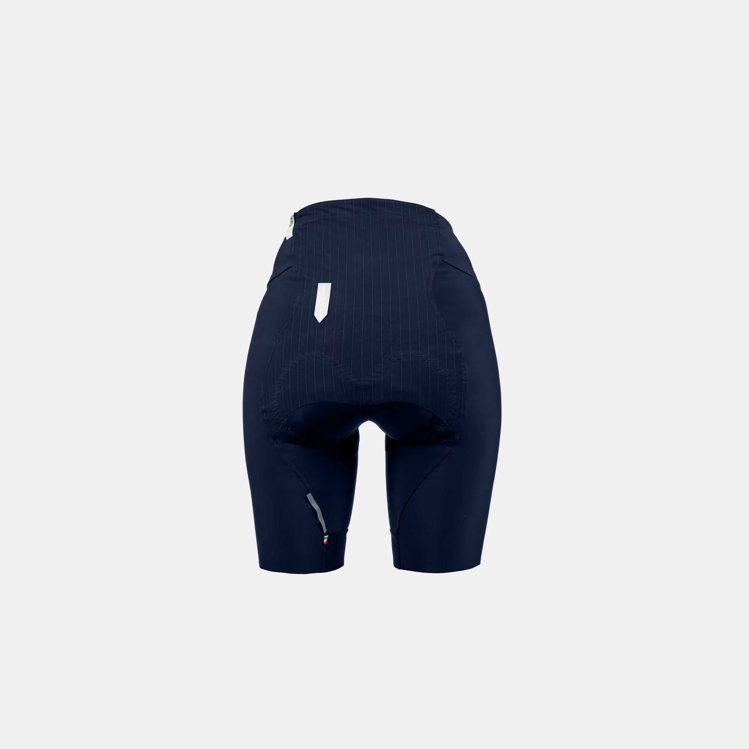 Back view of Q36.5 Gregarius Essential Half Shorts - Women's - Nautica Blue highlighting fit and reflective details