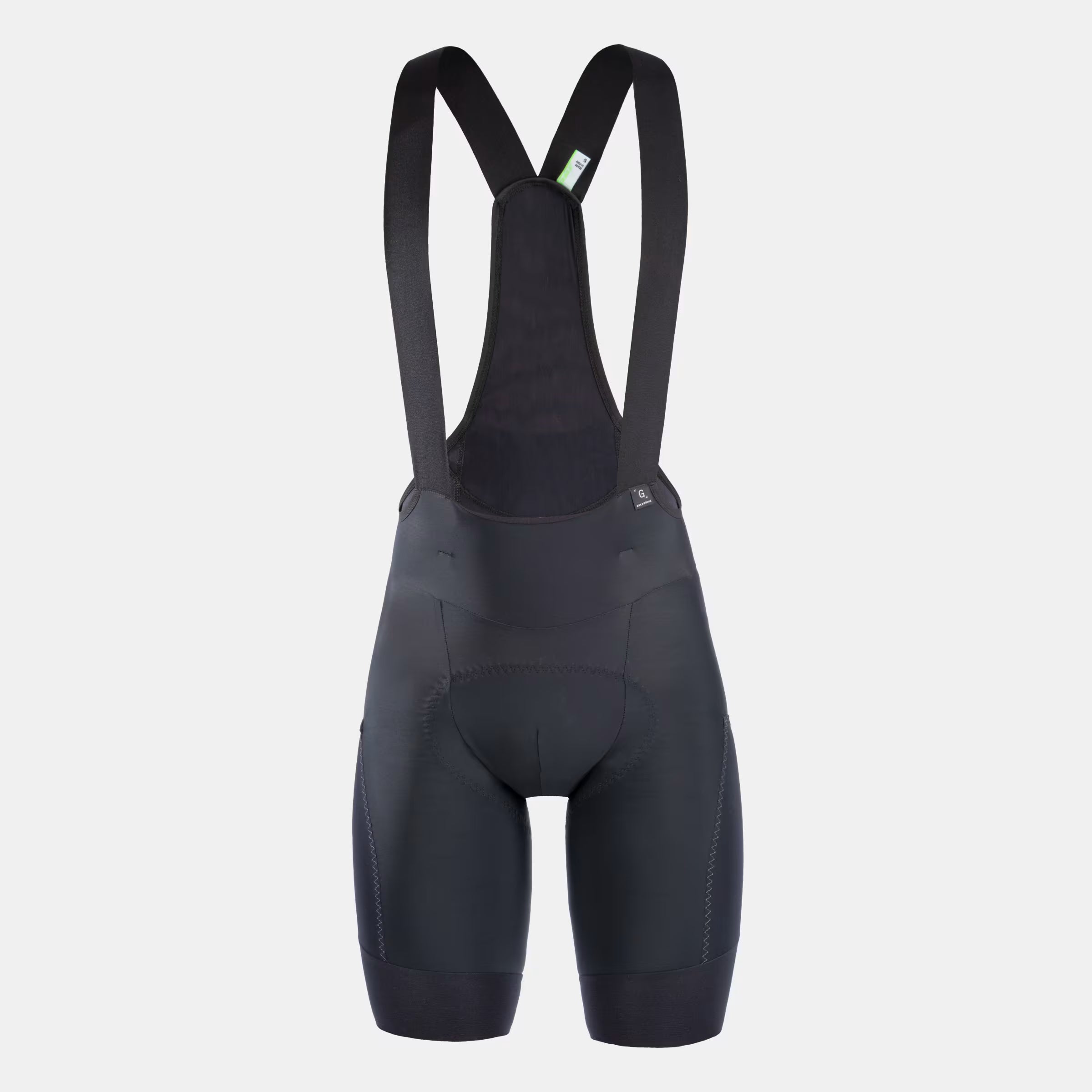 Q36.5 Adventure Cargo Bib Shorts - Men's - Black front view showing mesh bib and padded cycling shorts design