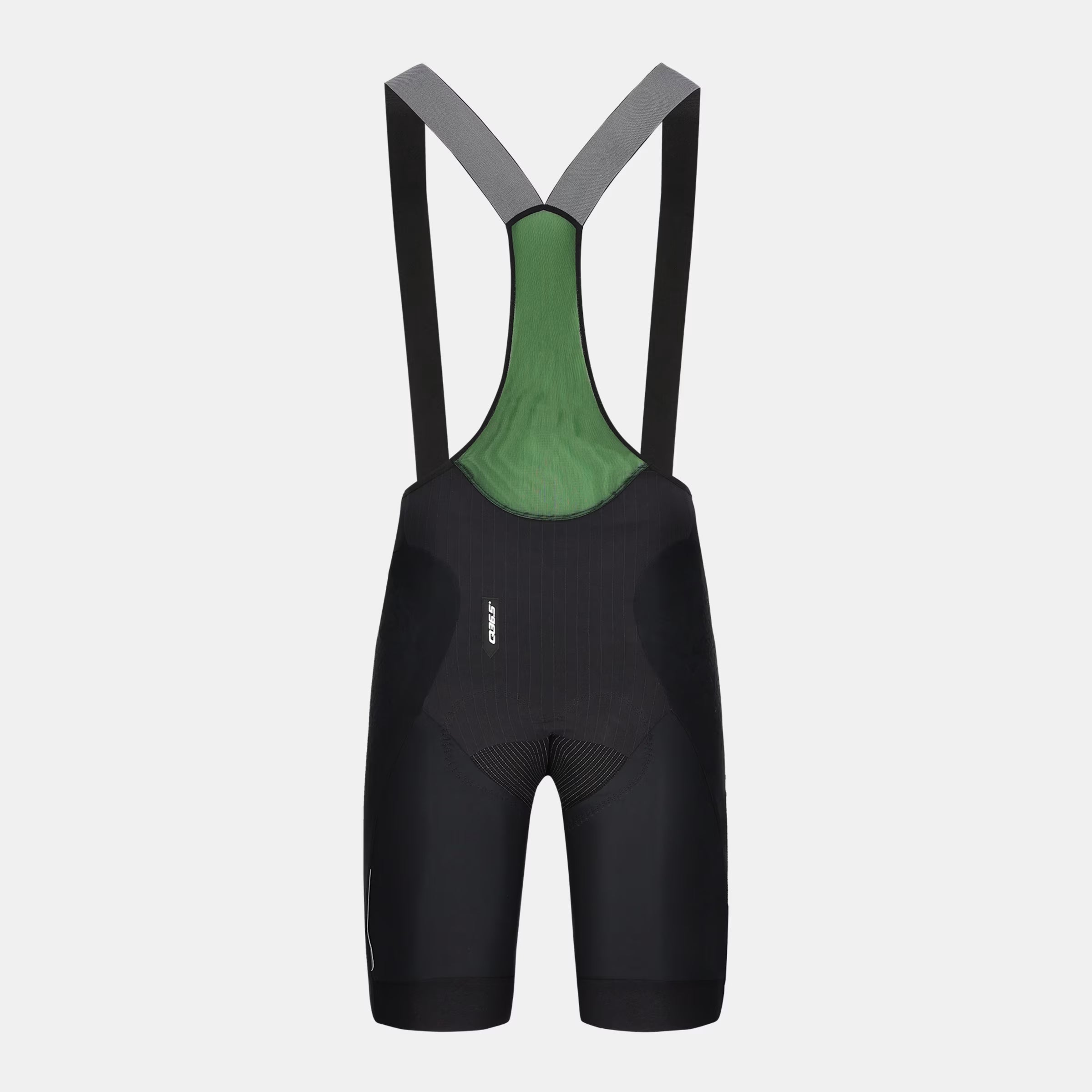 Back view of Q36.5 Gregarius Grid Skin Bib Shorts - Men's - Black showing mesh upper and ergonomic fit details