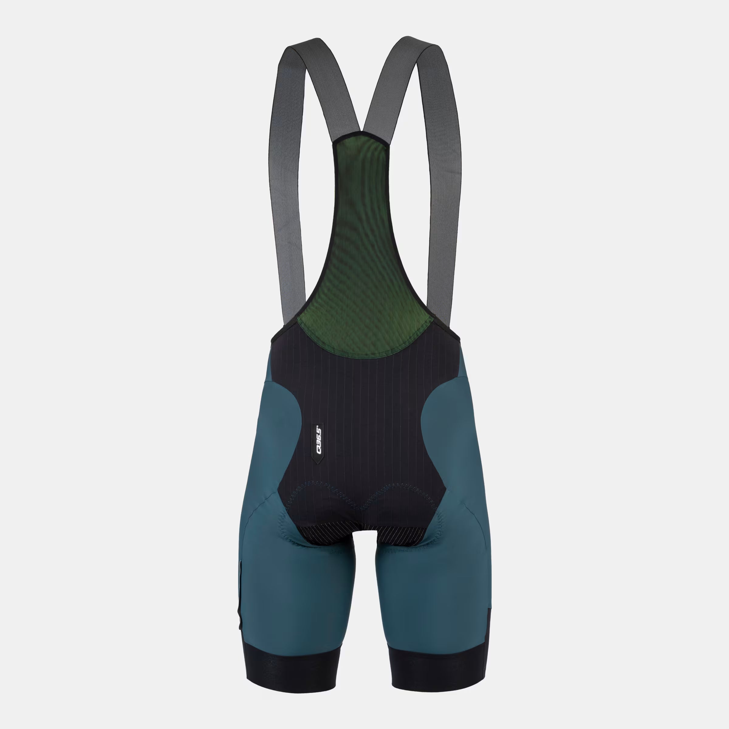 Back view of Q36.5 Gregarius Pro Bib Shorts Mod24 - Men's - Australian Green with breathable mesh straps and ergonomic fit