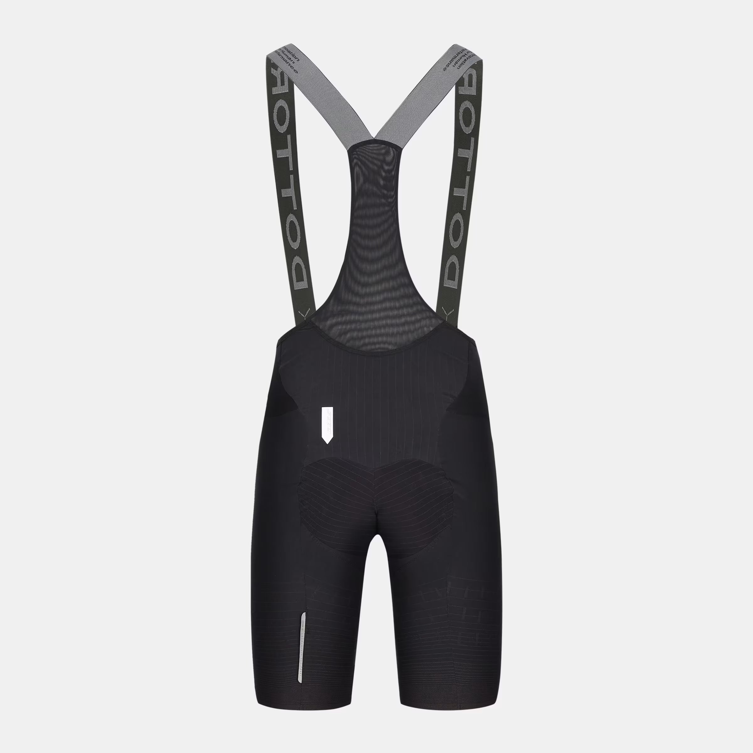Q36.5 Dottore Pro Bib Shorts - Men's - Black back view with mesh straps and ergonomic chamois for cycling comfort and support