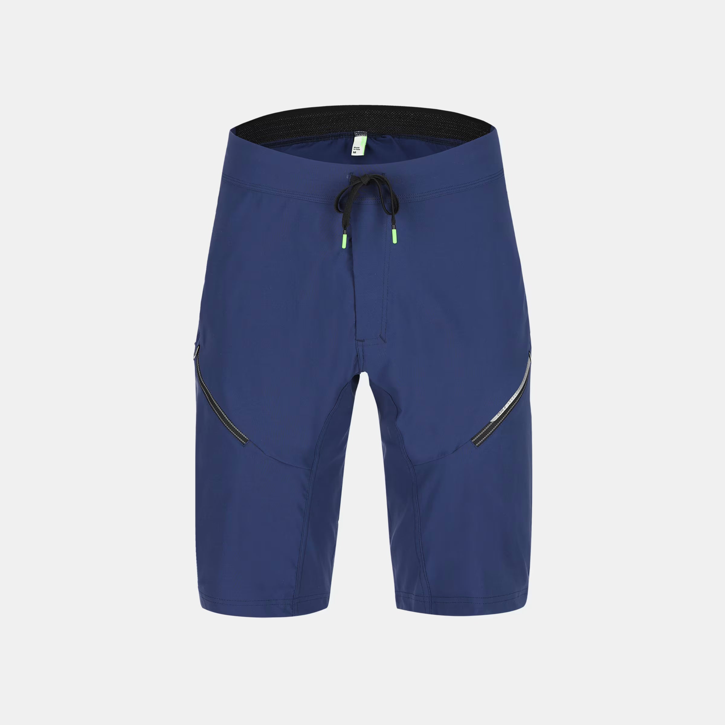 Q36.5 Adventure Baggy Shorts - Men's - Navy Blue front view with zipper pockets and adjustable waist drawstring