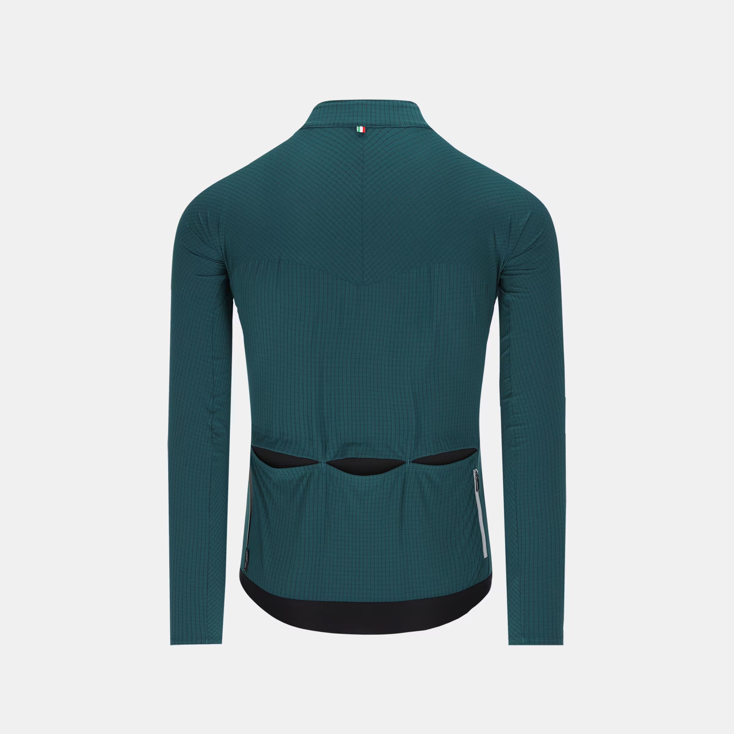 Back view of Q36.5 Dottore Pro Long Sleeve Jersey - Men's - Australian Green showing rear pockets and textured fabric