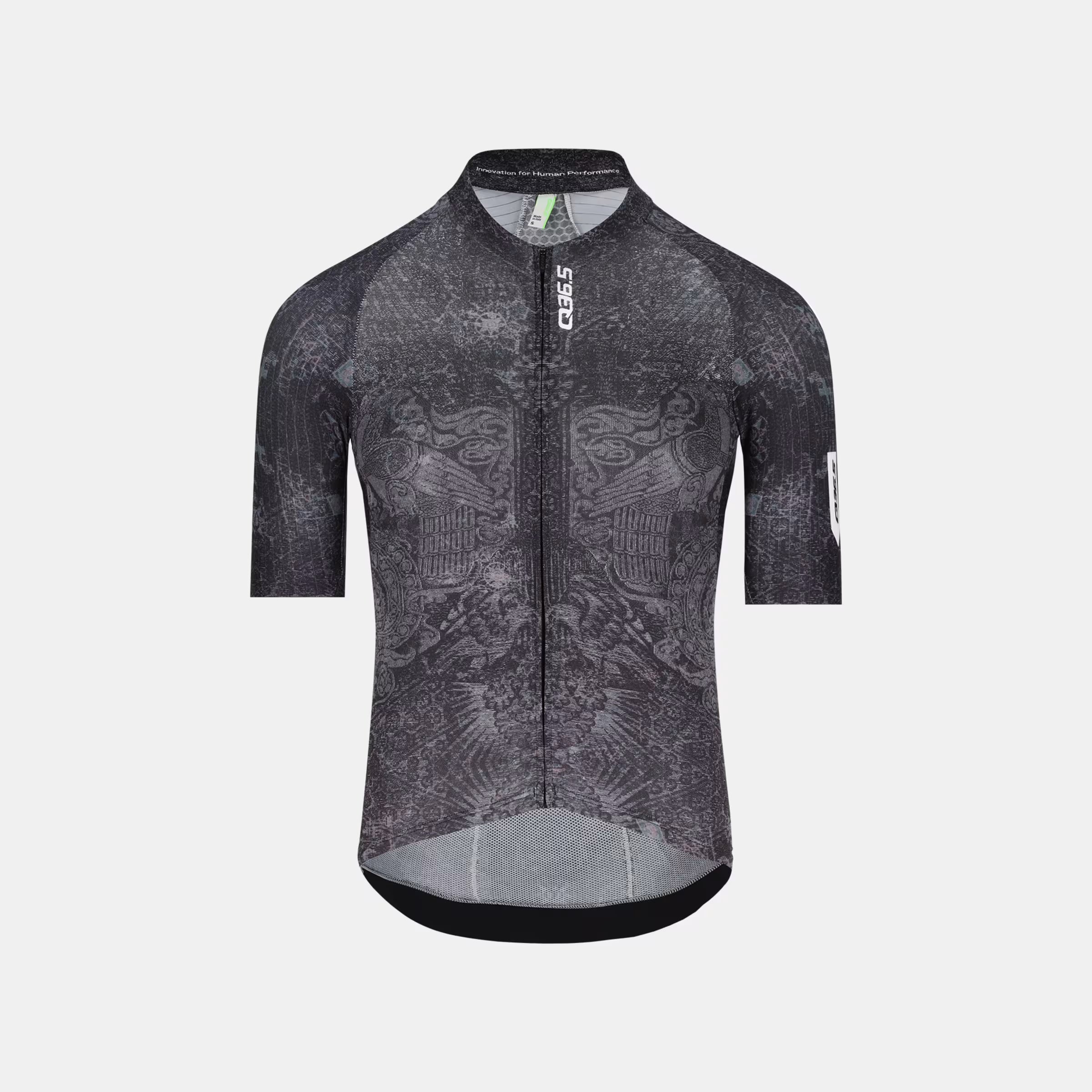 Q36.5 Gregarius Pro Damask Jersey - Men's - Damask Black with full front zipper and subtle damask pattern design