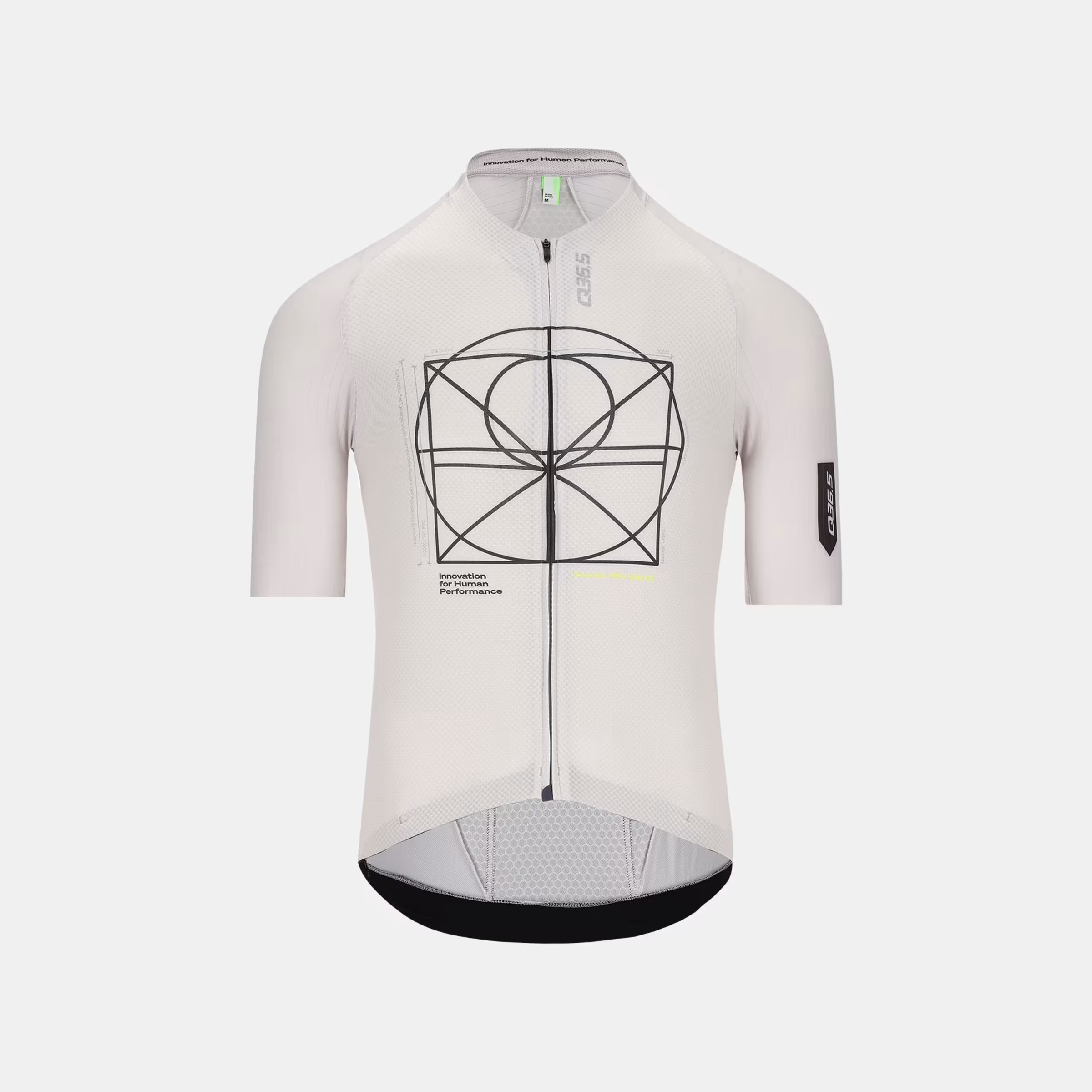 Q36.5 Gregarius Clima Vitruvian Jersey - Men's - Grey with geometric front design and full zipper for cycling performance