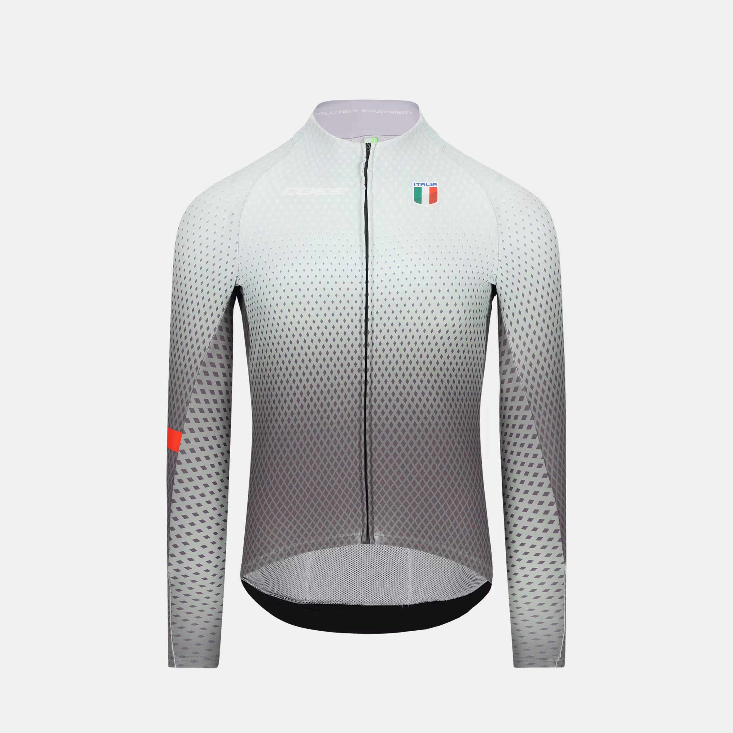 Q36.5 Gregarius Hybrid Made in Italy Long Sleeve Jersey - Men's - Olive Green front view with full zip and subtle pattern design