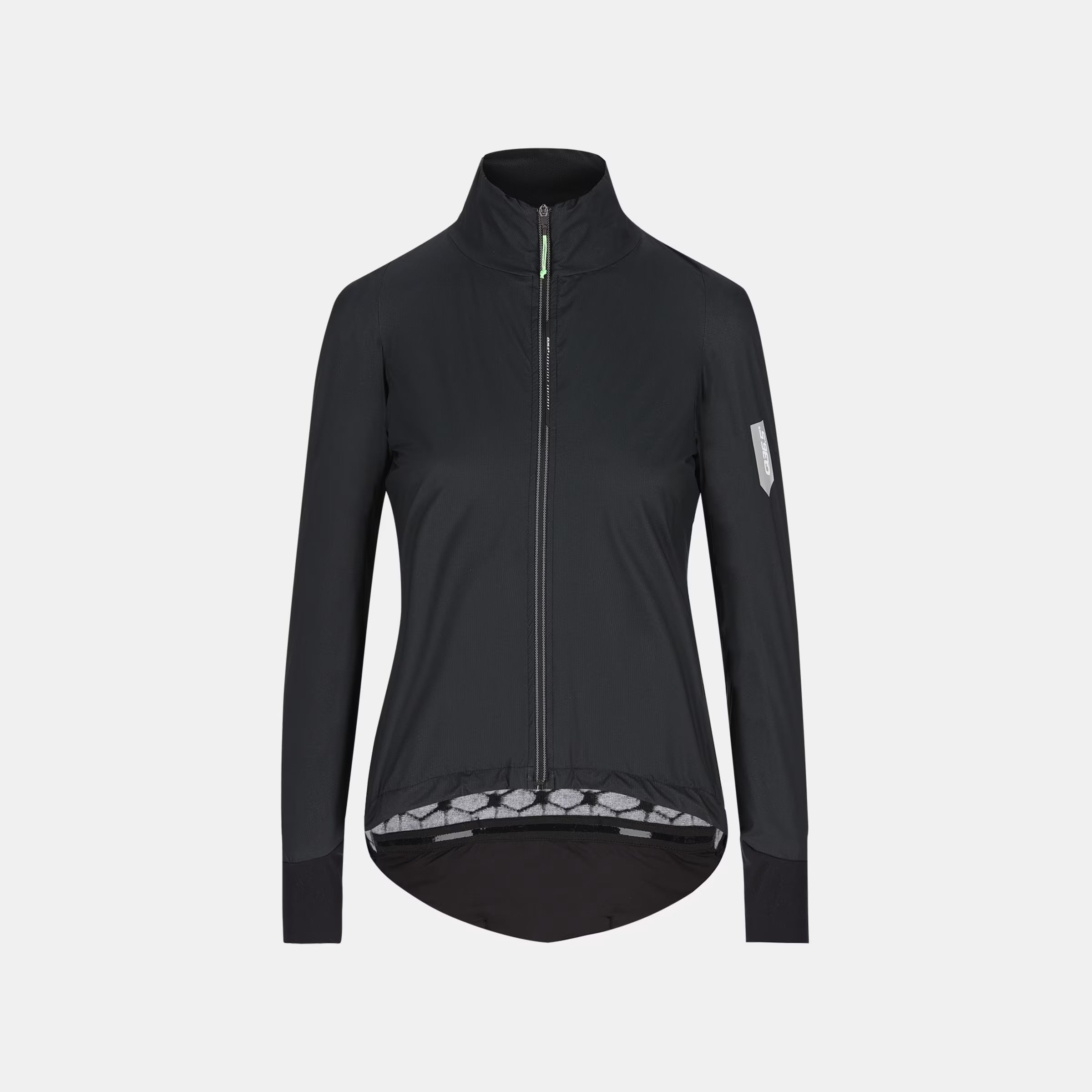 Q36.5 Adventure Winter Jacket - Women's - Black front view with high collar and full zip designed for cold weather cycling