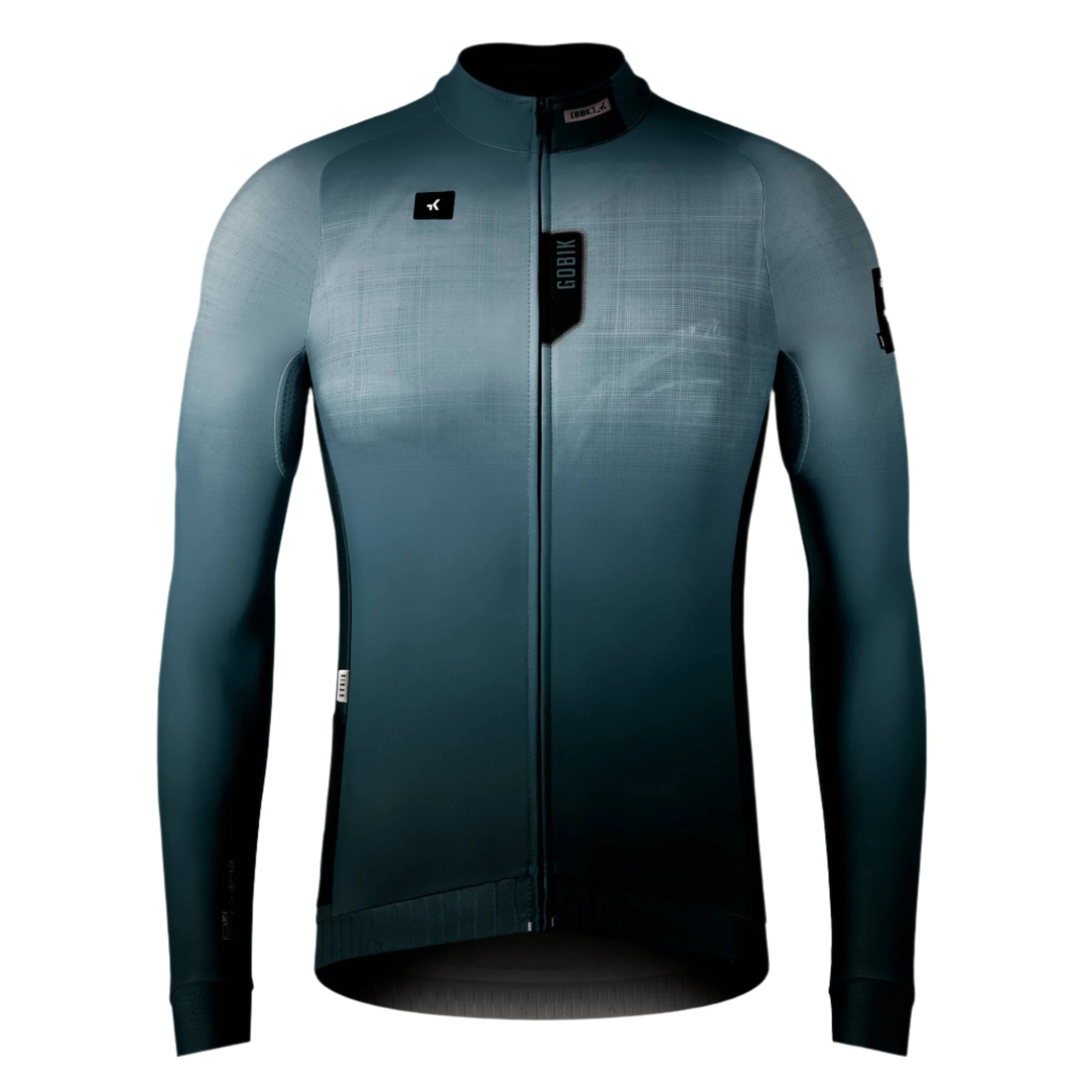 GOBIK Hyder Long Sleeve Jersey - Men's in dark gradient fabric designed for cold weather cycling with plush elastic technical fabric.