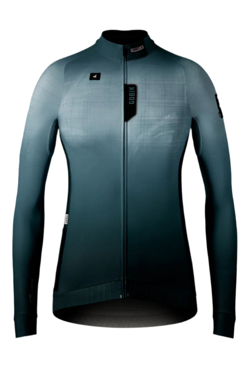 GOBIK Hyder Long Sleeve Jersey - Women's in gradient blue with full zip and fitted silhouette for cold weather cycling