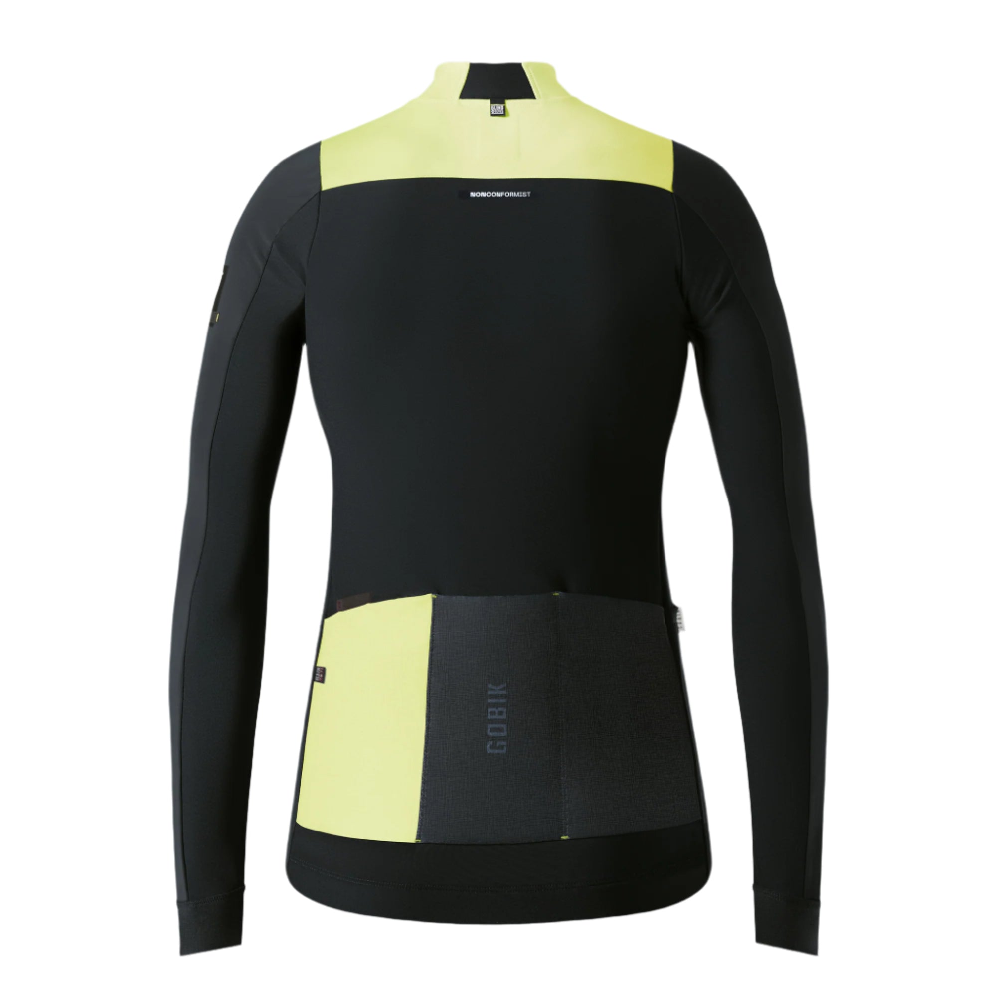 Back view of GOBIK Mist Blend 2.0 Jacket - Women's with colorblock design and rear storage pockets for cycling convenience