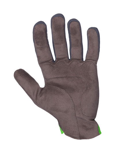 Q36.5 Hybrid Que X Vibrant green cycling glove with micro suede palm and smart fiber technology.