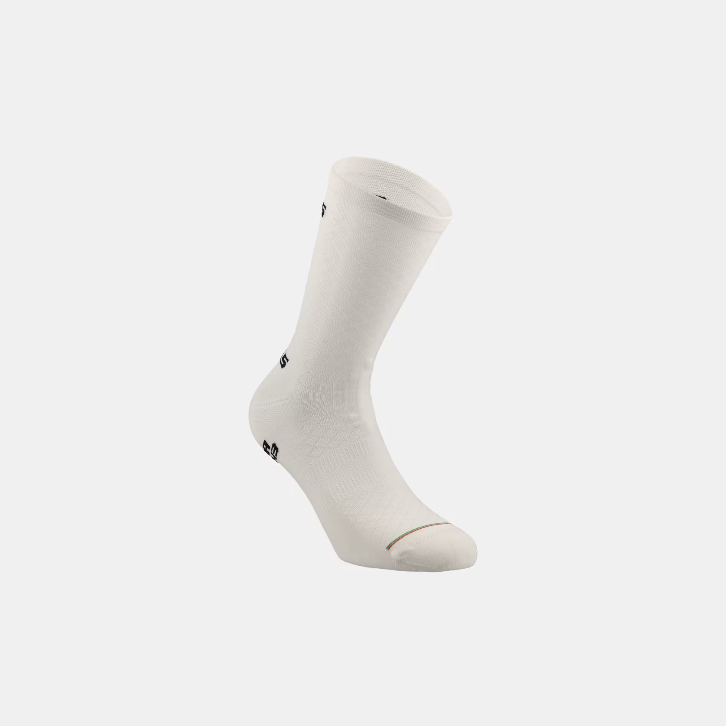 Q36.5 Leggera Socks - White displayed on a light background showing sleek, lightweight material and subtle design details