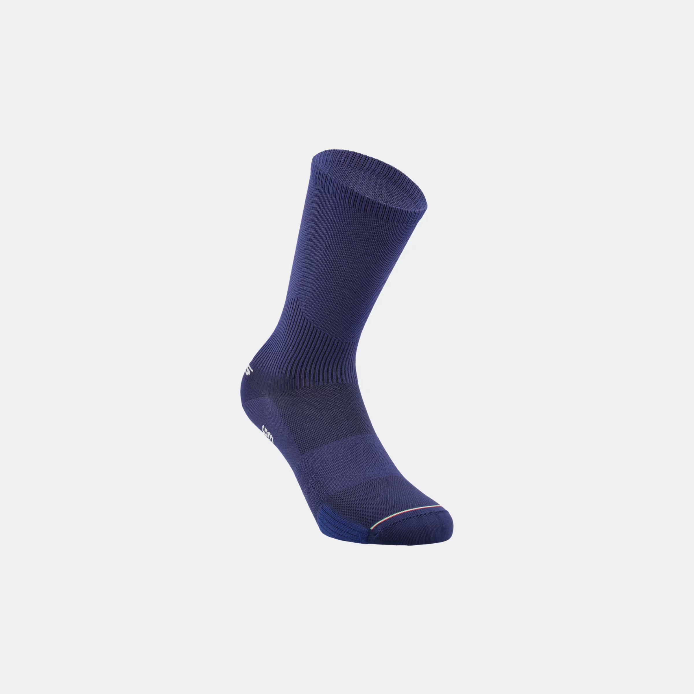 Q36.5 Ultra Long Socks - Navy Blue in a seamless design with ribbed cuffs and cushioned footbed for all-day comfort