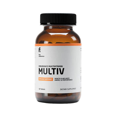 A bottle of Multi V, the athlete's multivitamin, on a white background. Boost endurance, immunity & reduce fatigue for peak performance & health.