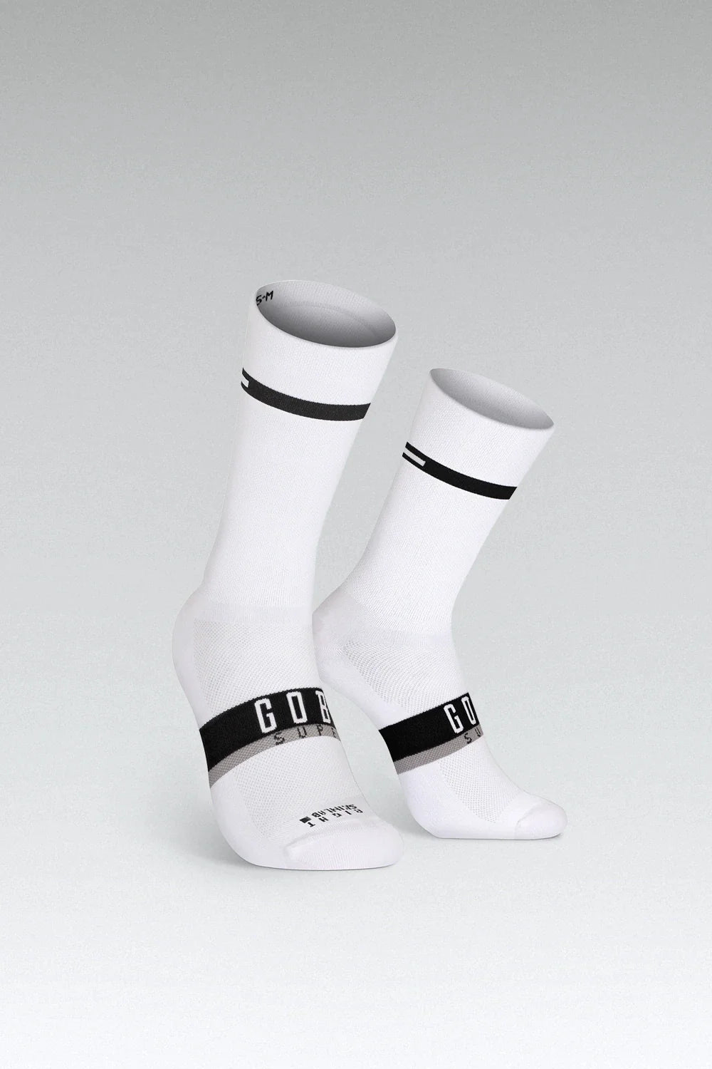 GOBIK Superb Axis Extra Long Socks - Unisex in white with black details designed for summer cycling and medium compression fit