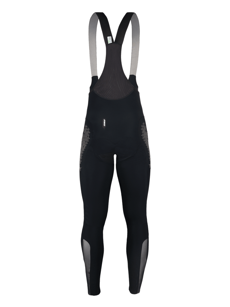 Back view of Q36.5 Winter Bib Tights, highlighting the body-mapped design.