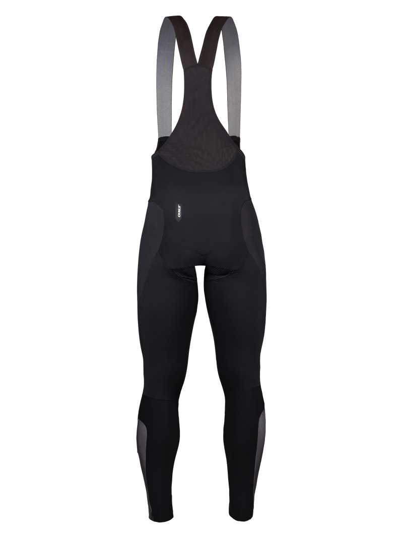 Back view of Q36.5 Winter Bib Tights, showing the snug fit and ergonomic design.