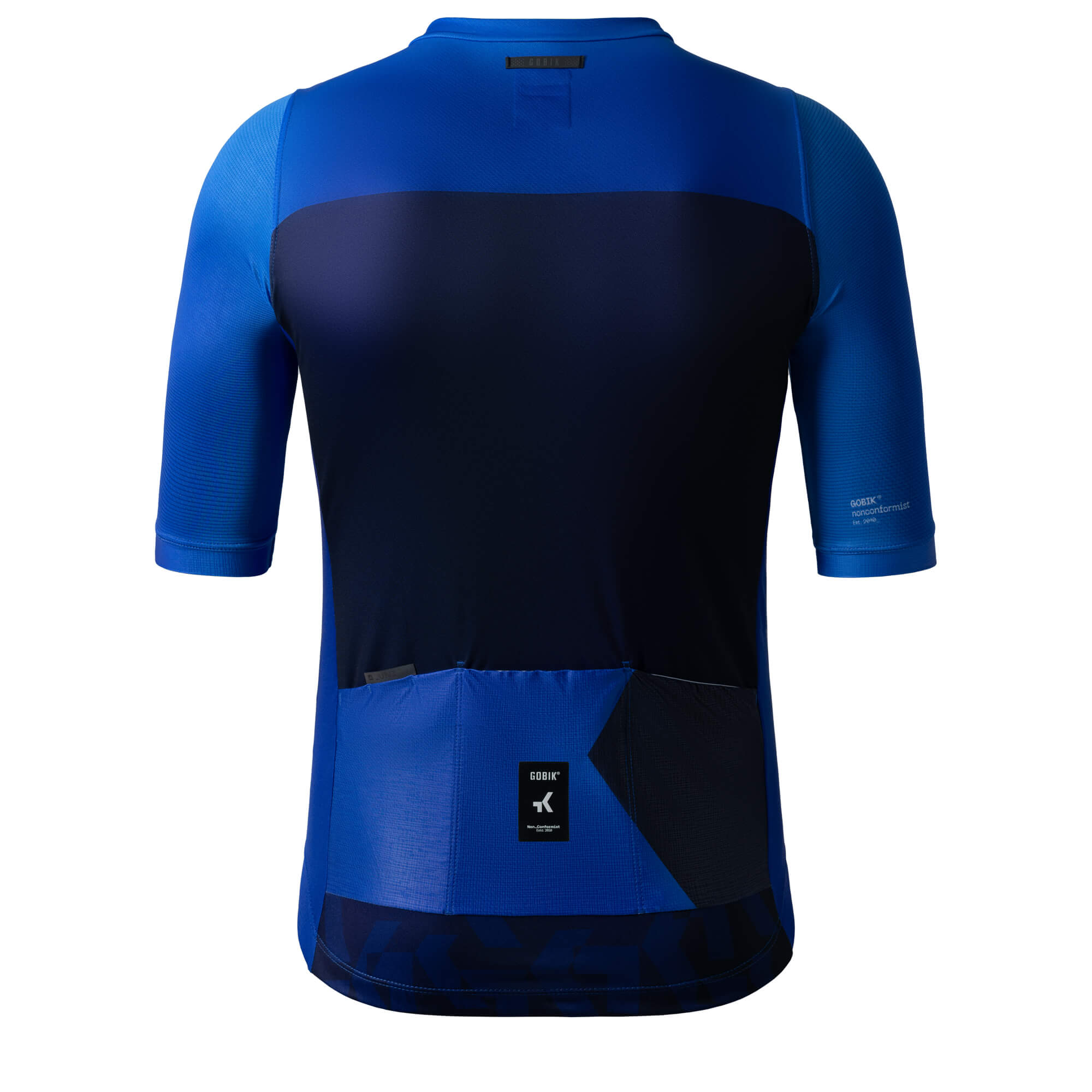 GOBIK Stark Short Sleeve Jersey - Men's in blue, classic fit with back pockets for cycling comfort and performance