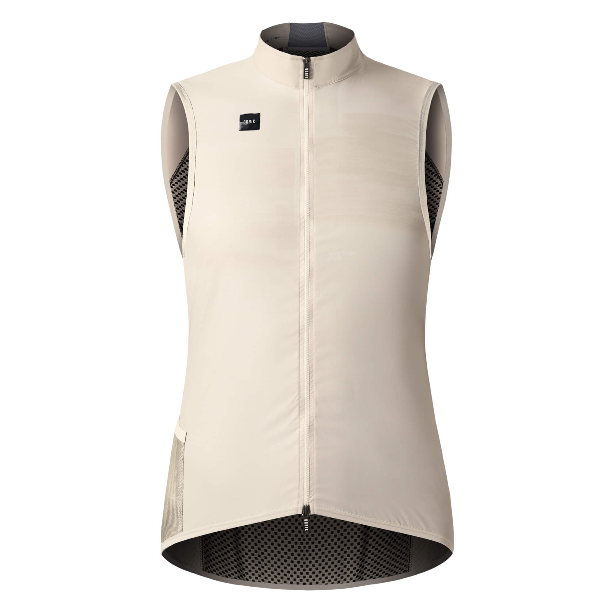 GOBIK Vest Plus 2.0 - Women's sleeveless cycling vest with anatomical fit and aerodynamic collar in light beige color