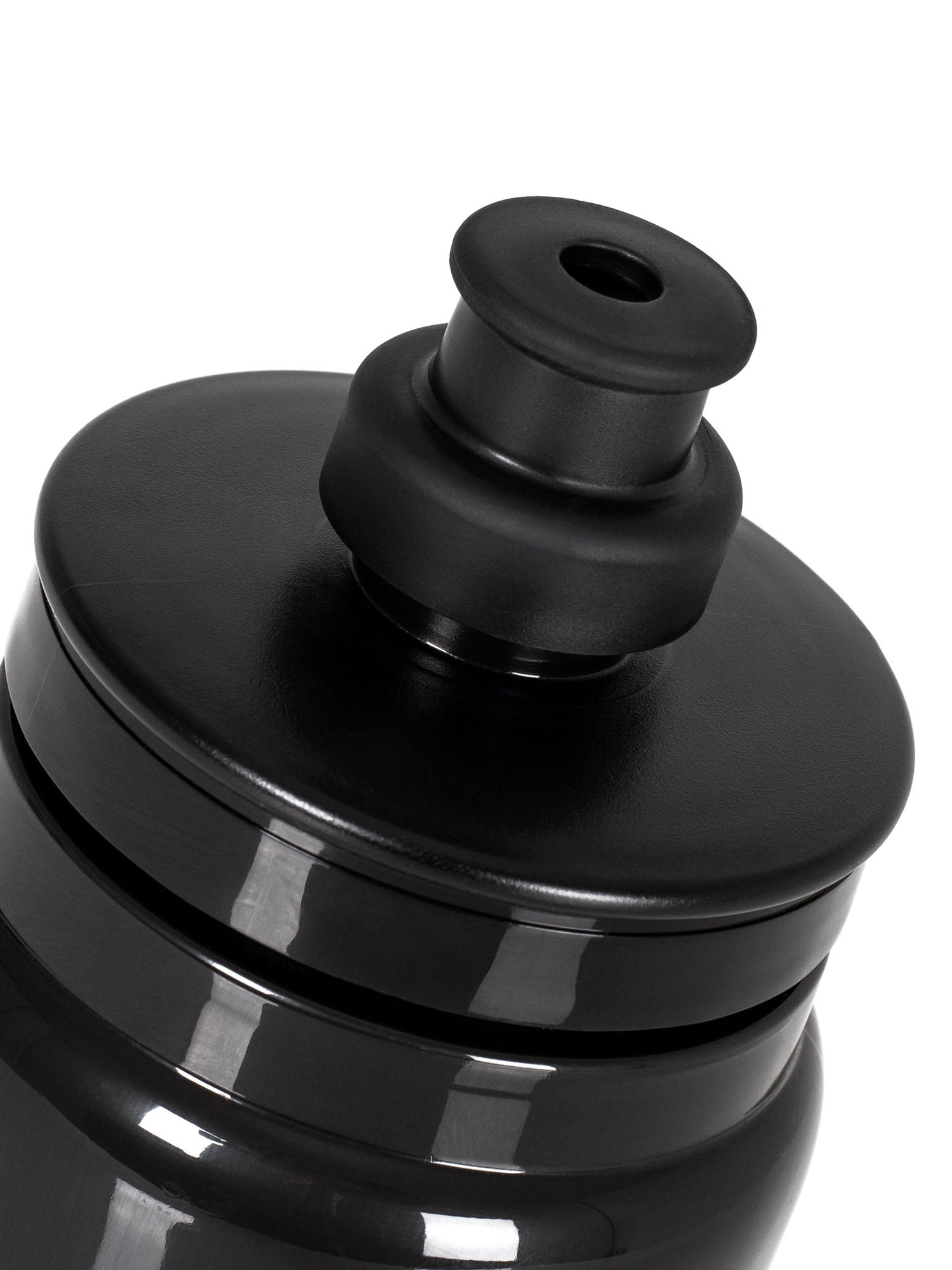Close-up of the black top and nozzle of the GOBIK Fly Water Bottle 500ml showcasing its ergonomic design.