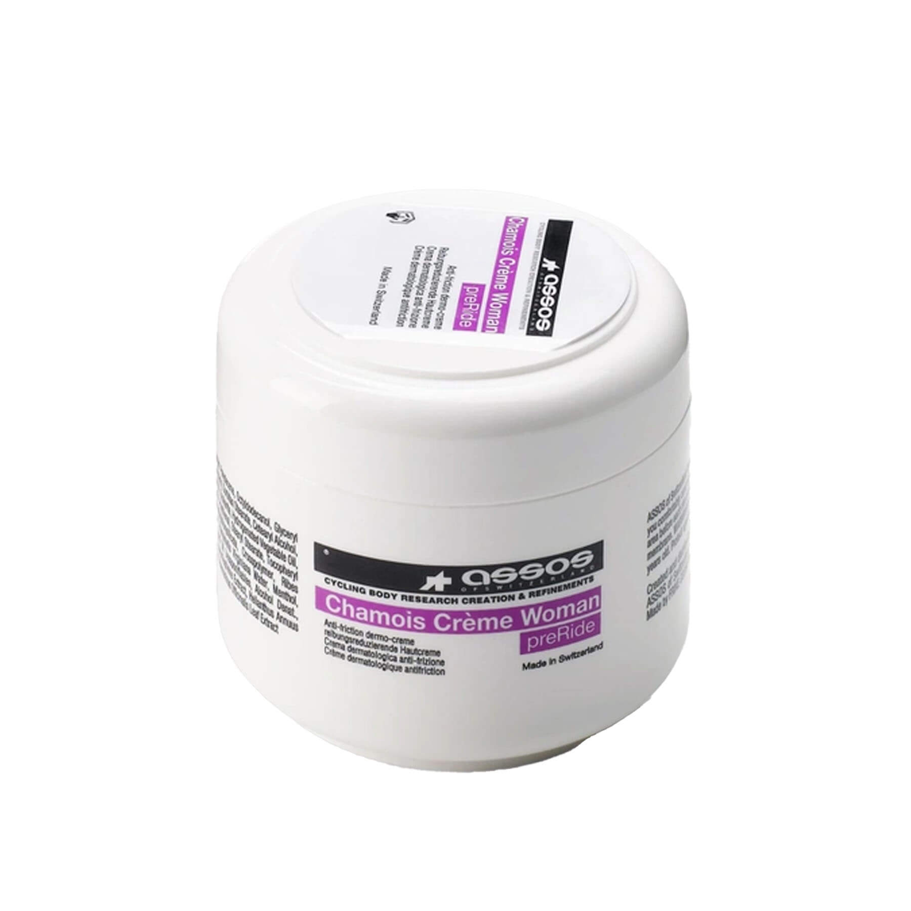 Assos Chamois Creme - Women's in white container designed to protect skin from friction and irritation during rides