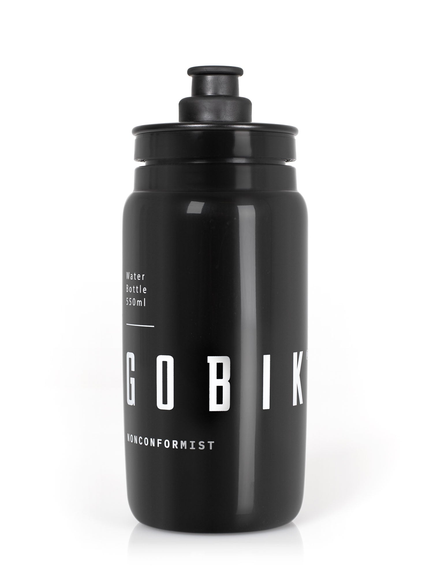 GOBIK Fly Water Bottle 500ml in black with ergonomic design for lightweight, advanced hydration performance