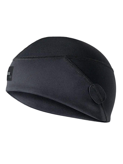 A black hat with the word GOBIK on it, perfect for braving extreme cold weather conditions during outdoor rides.