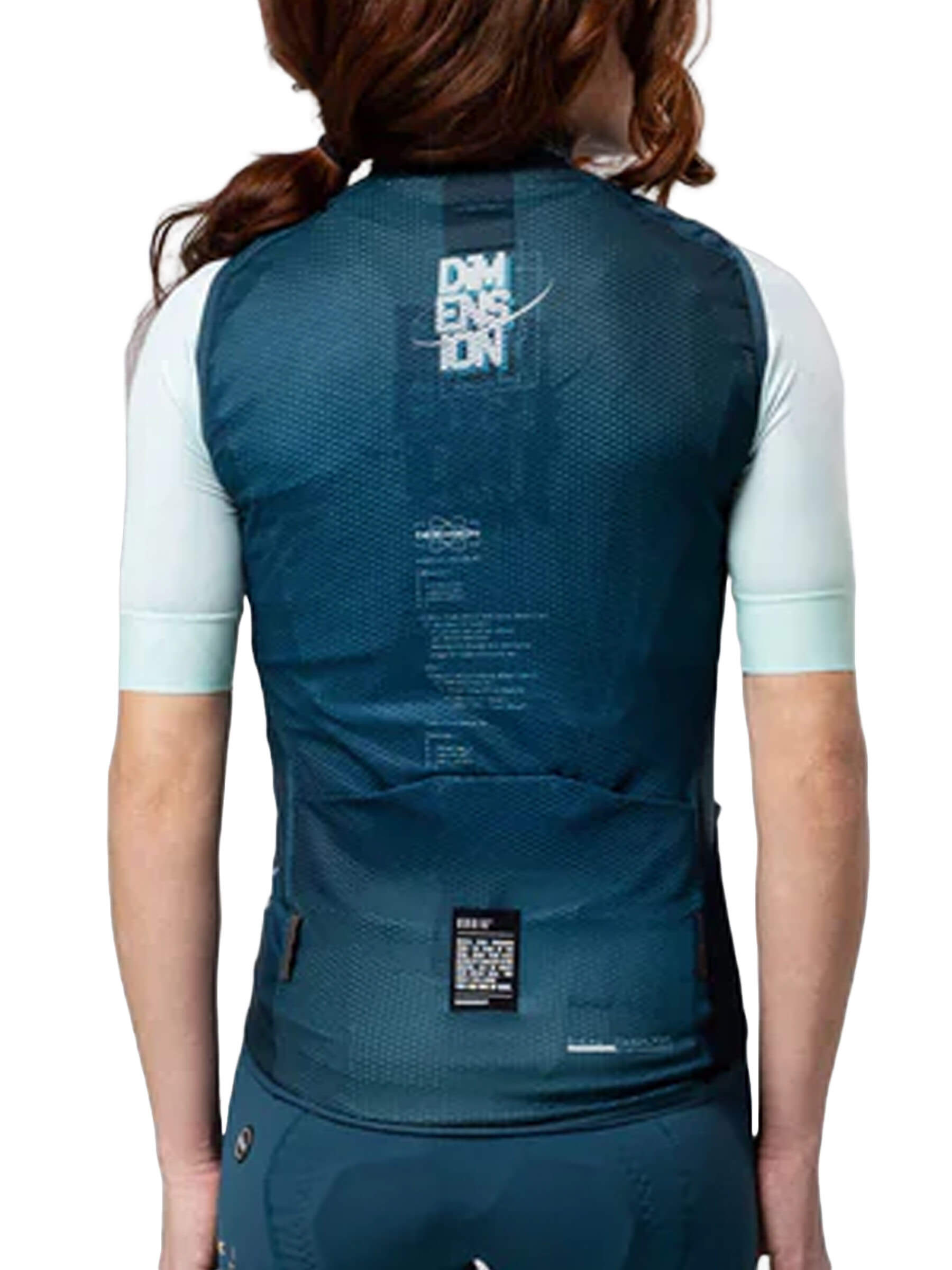 Back view of a woman wearing the GOBIK Vest Plus 2.0 - Women's with textured fabric and fitted collar design