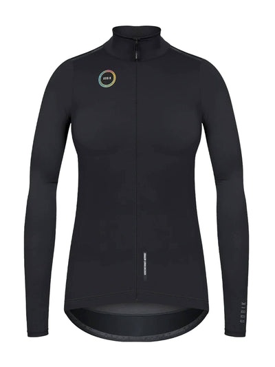 Front view of GOBIK Envy Women's Jacket in black, featuring a waterproof outer shell.